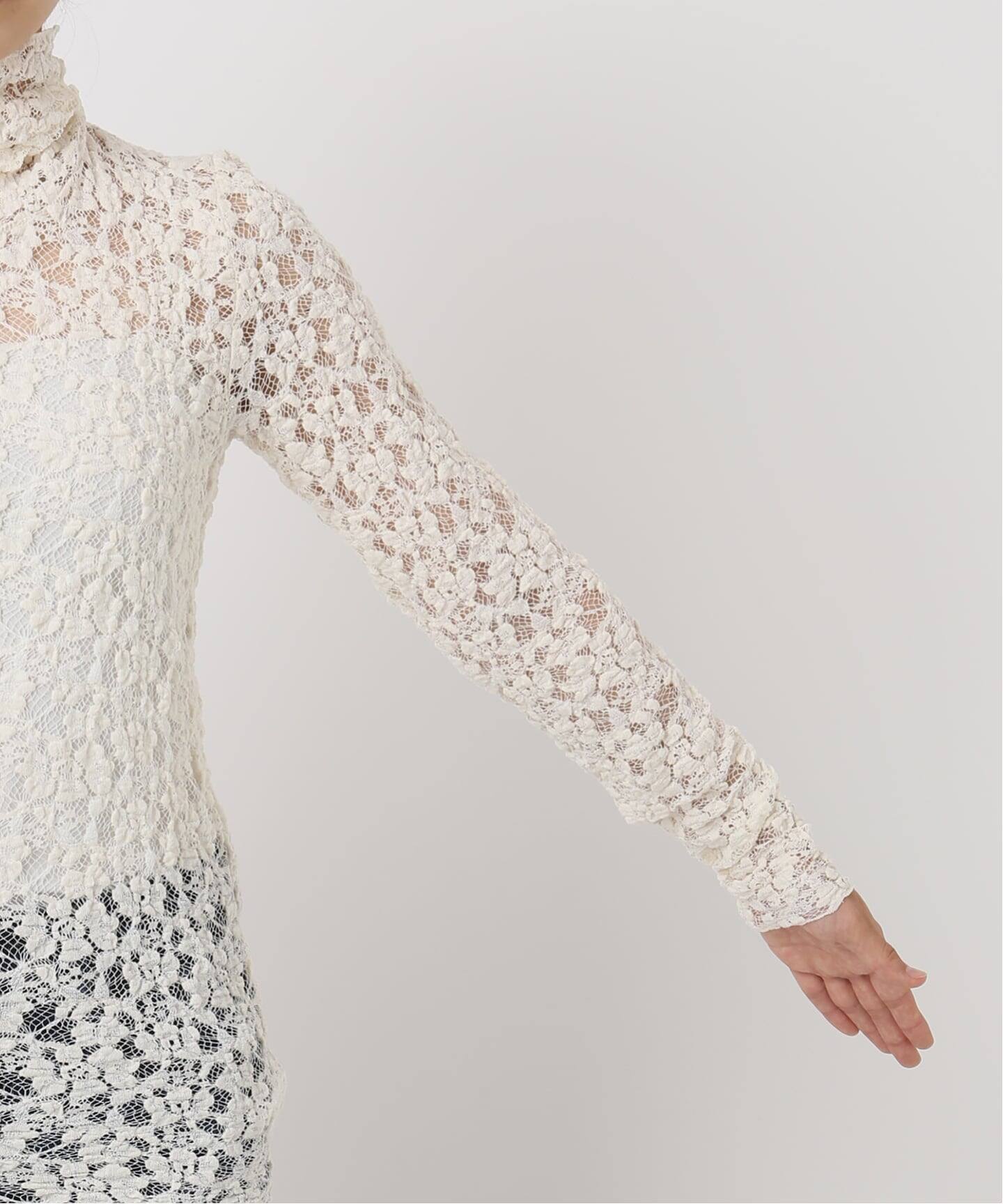 シュリンクレースハイネックプルオーバー（Tシャツ／カットソー