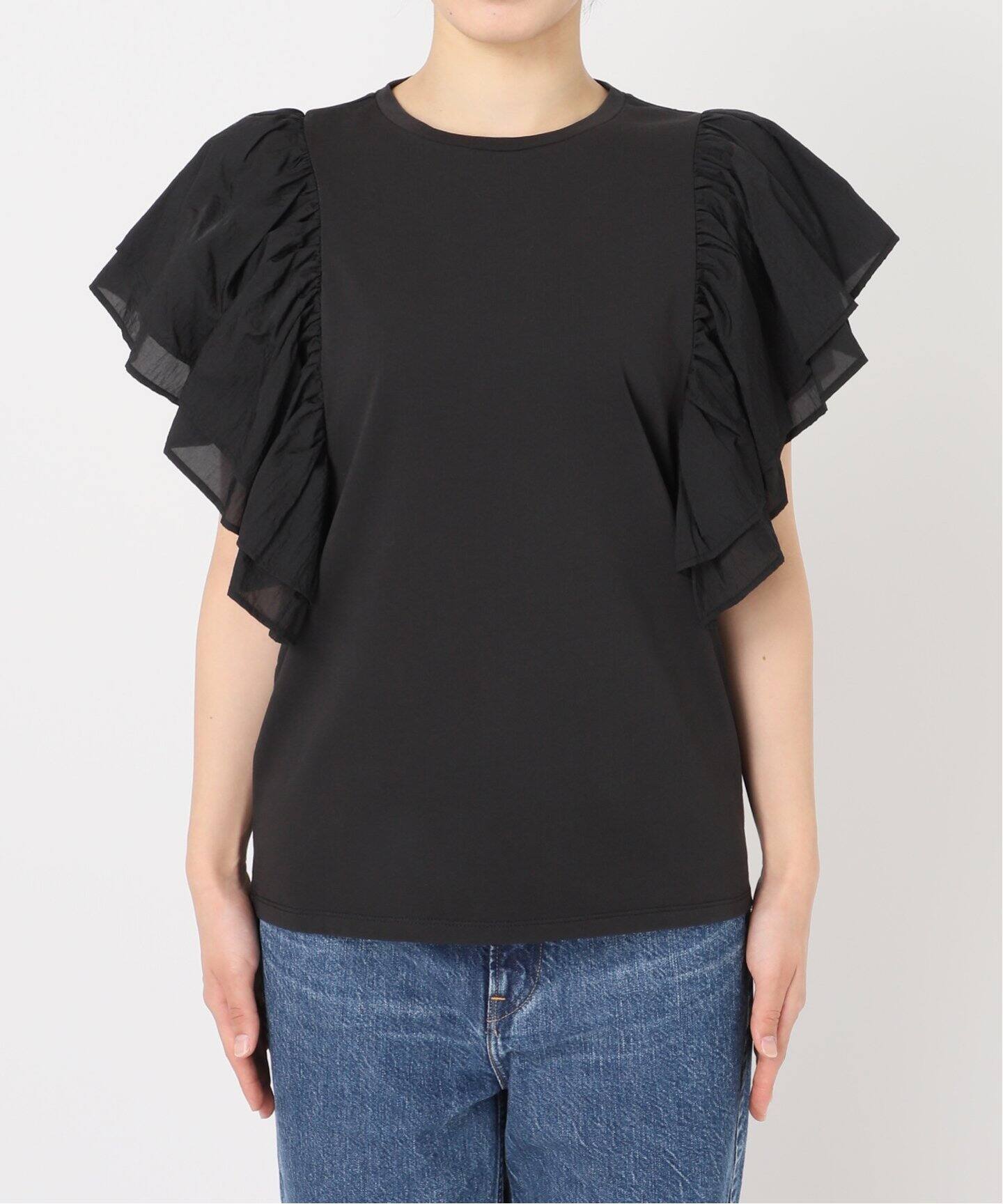 ファブリックコンビフレアスリーブプルオーバー（Tシャツ／カットソー  