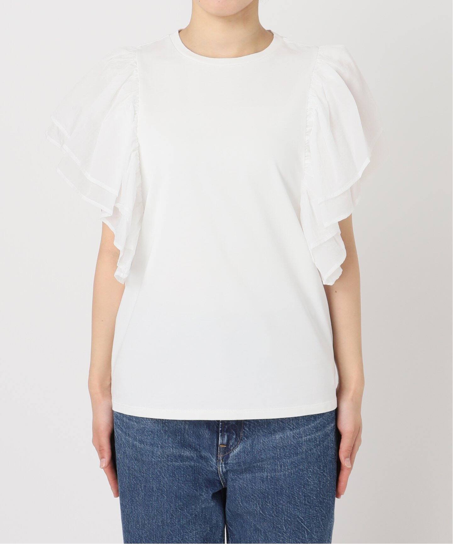 ファブリックコンビフレアスリーブプルオーバー（Tシャツ／カットソー 