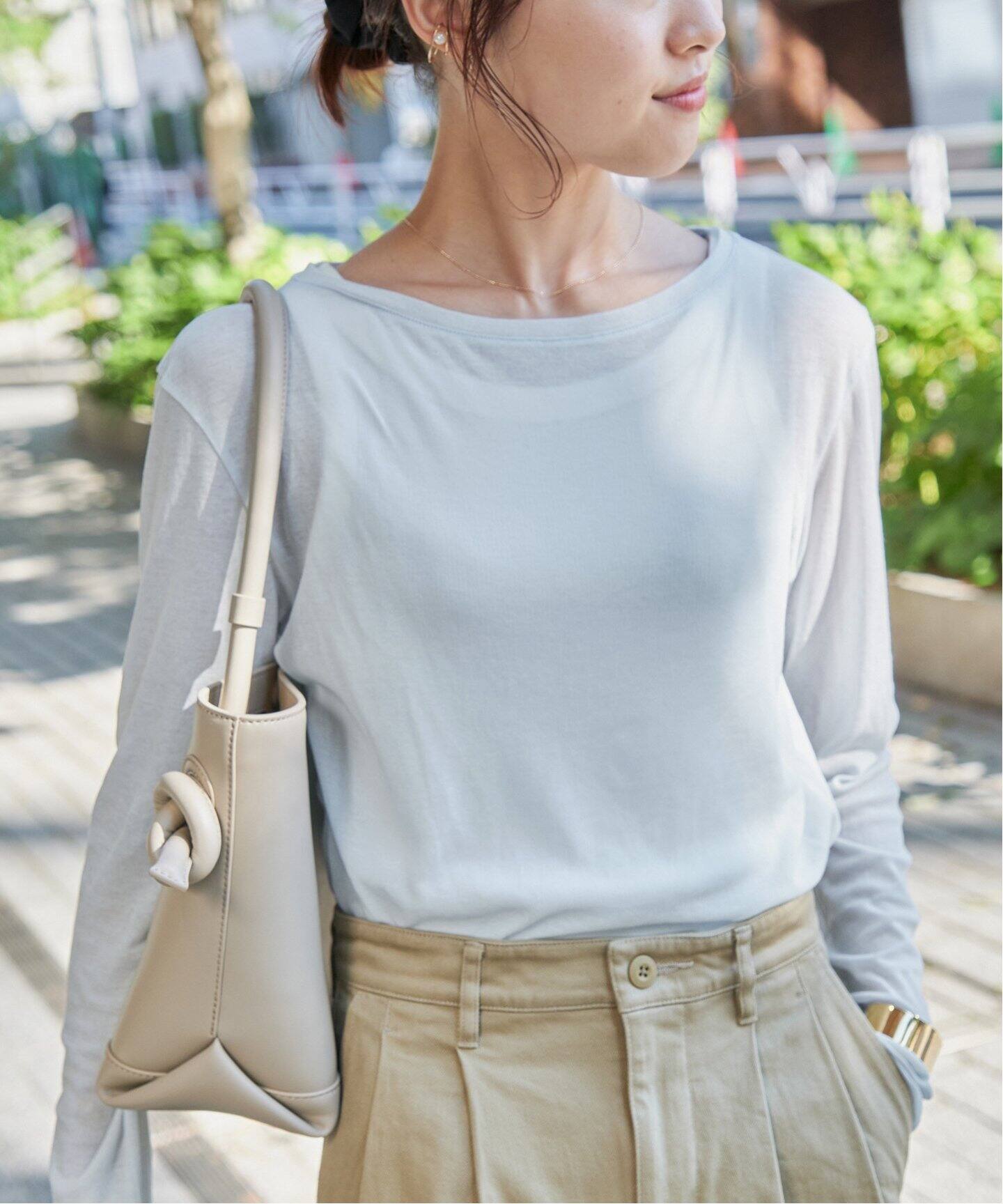 シアーボートネックプルオーバー　ブルー　Spick and Span 追加》シアーボートネックプルオーバー（Tシャツ／カットソー