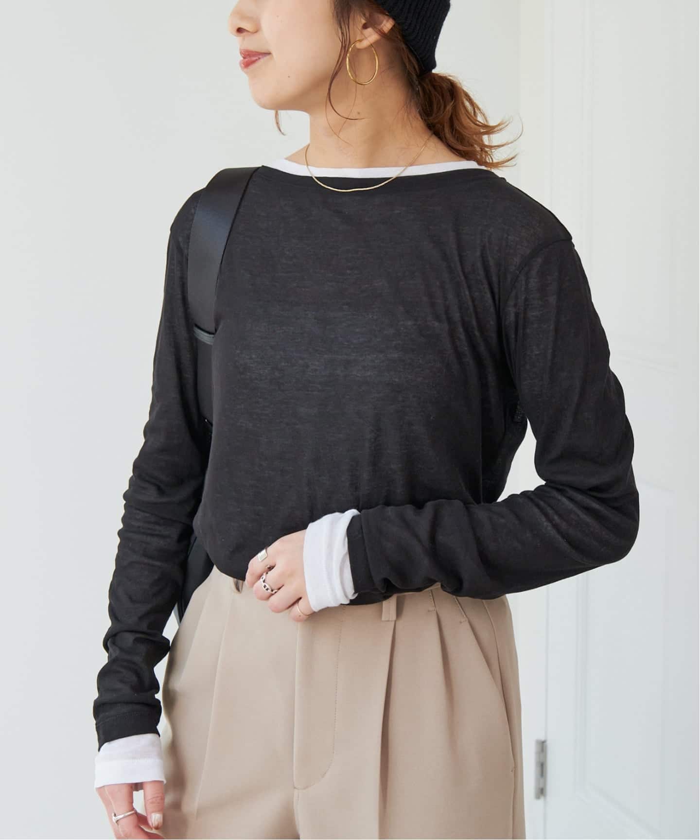 追加2》シアーボートネックプルオーバー（Tシャツ／カットソー
