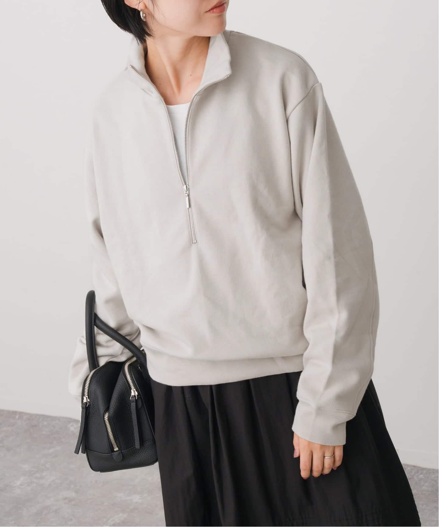 ブラッシュドテリーハーフジッププルオーバー（Tシャツ／カットソー