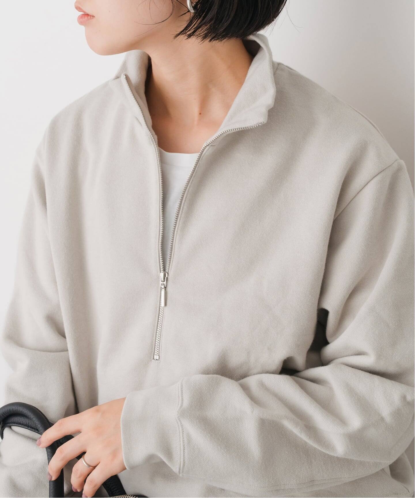 ブラッシュドテリーハーフジッププルオーバー（Tシャツ／カットソー