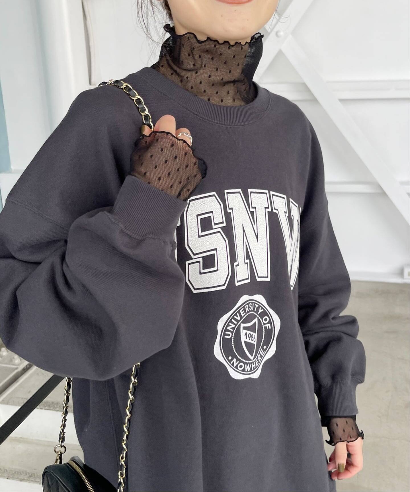 追加3》ドットチュールハイネックプルオーバー（Tシャツ／カットソー