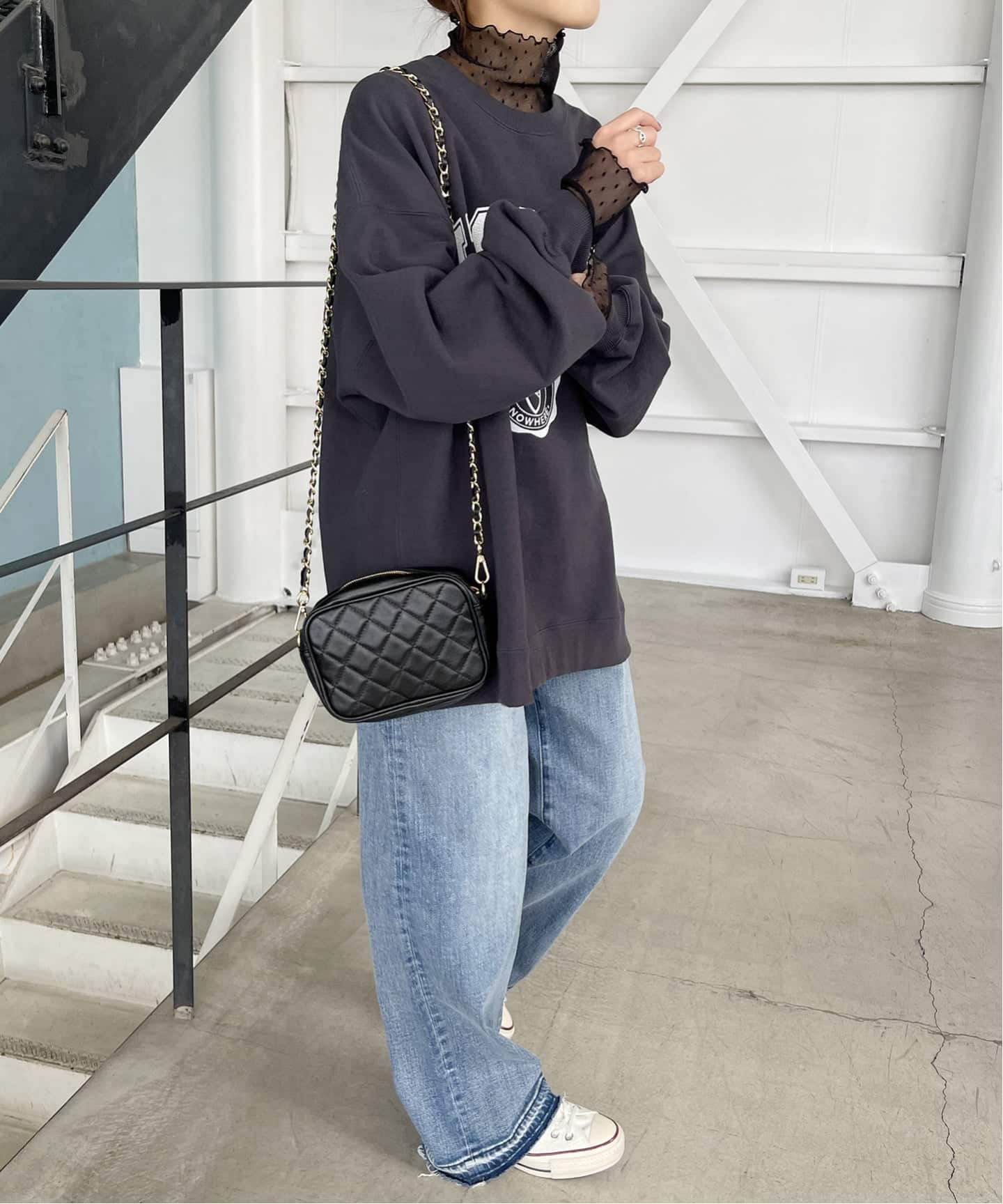 追加3》ドットチュールハイネックプルオーバー（Tシャツ／カットソー