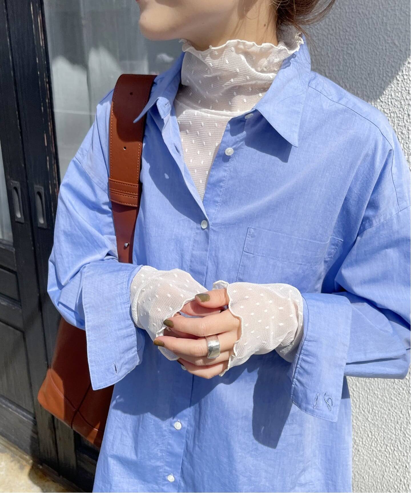 追加3》ドットチュールハイネックプルオーバー（Tシャツ／カットソー