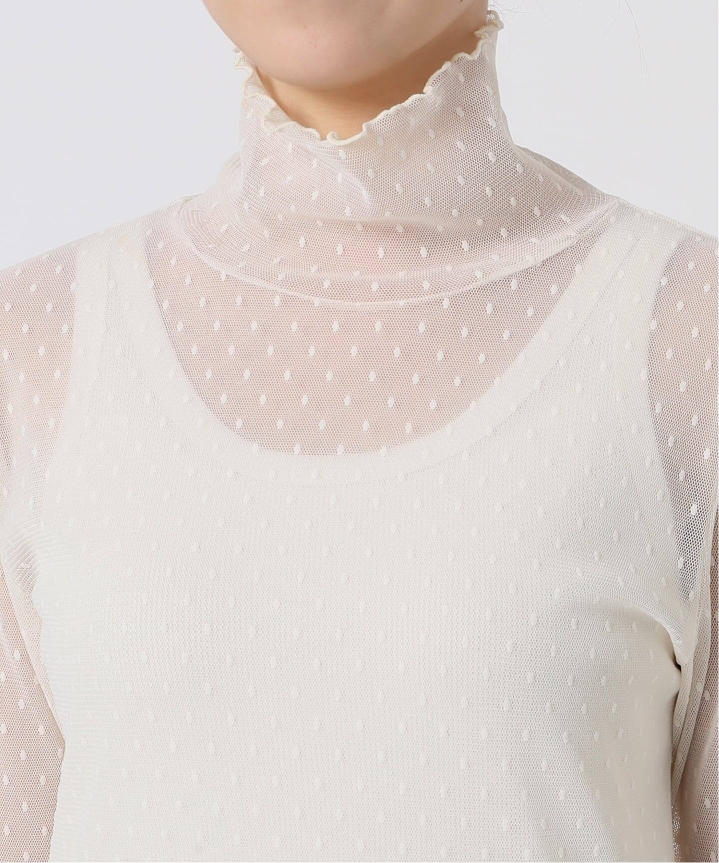 追加3》ドットチュールハイネックプルオーバー（Tシャツ／カットソー