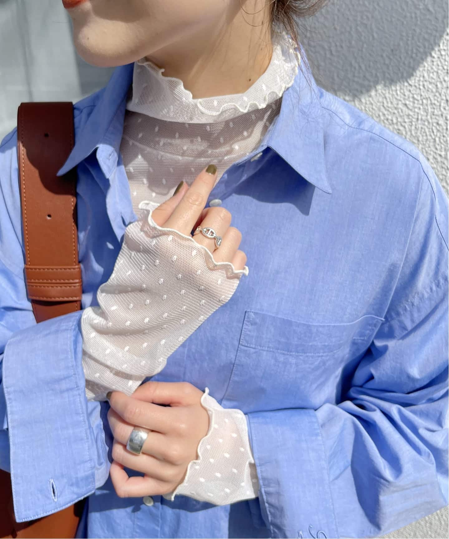 追加4WEB限定予約》ドットチュールハイネックプルオーバー（Tシャツ