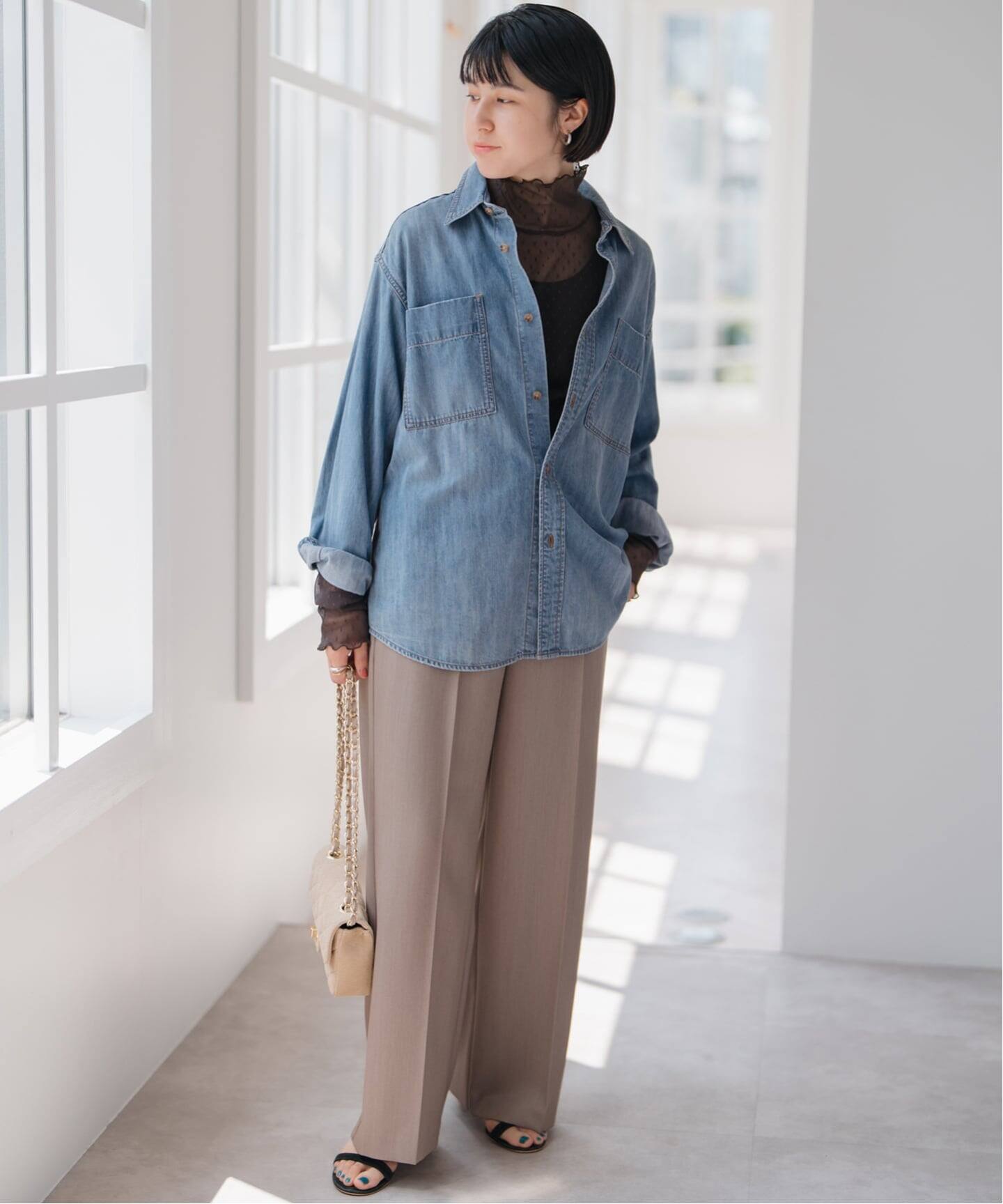 WEB限定 / 追加4》ドットチュールハイネックプルオーバー（Tシャツ