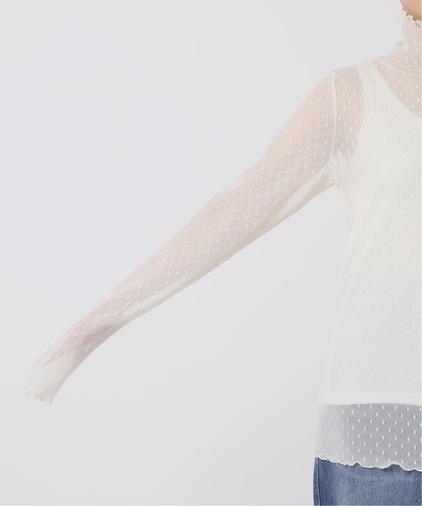 追加4WEB限定予約》ドットチュールハイネックプルオーバー（Tシャツ