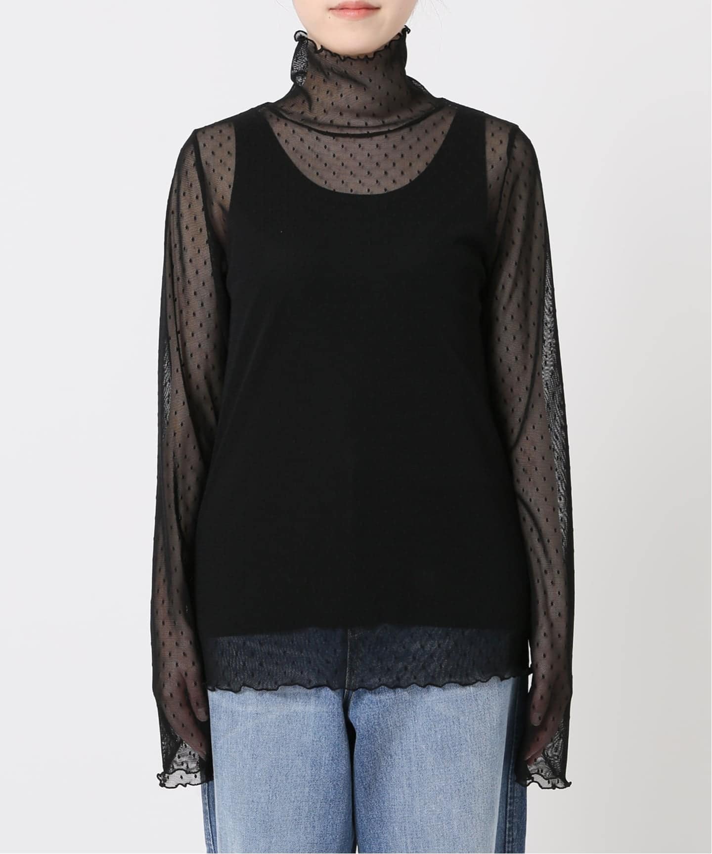 WEB限定 / 追加4》ドットチュールハイネックプルオーバー（Tシャツ