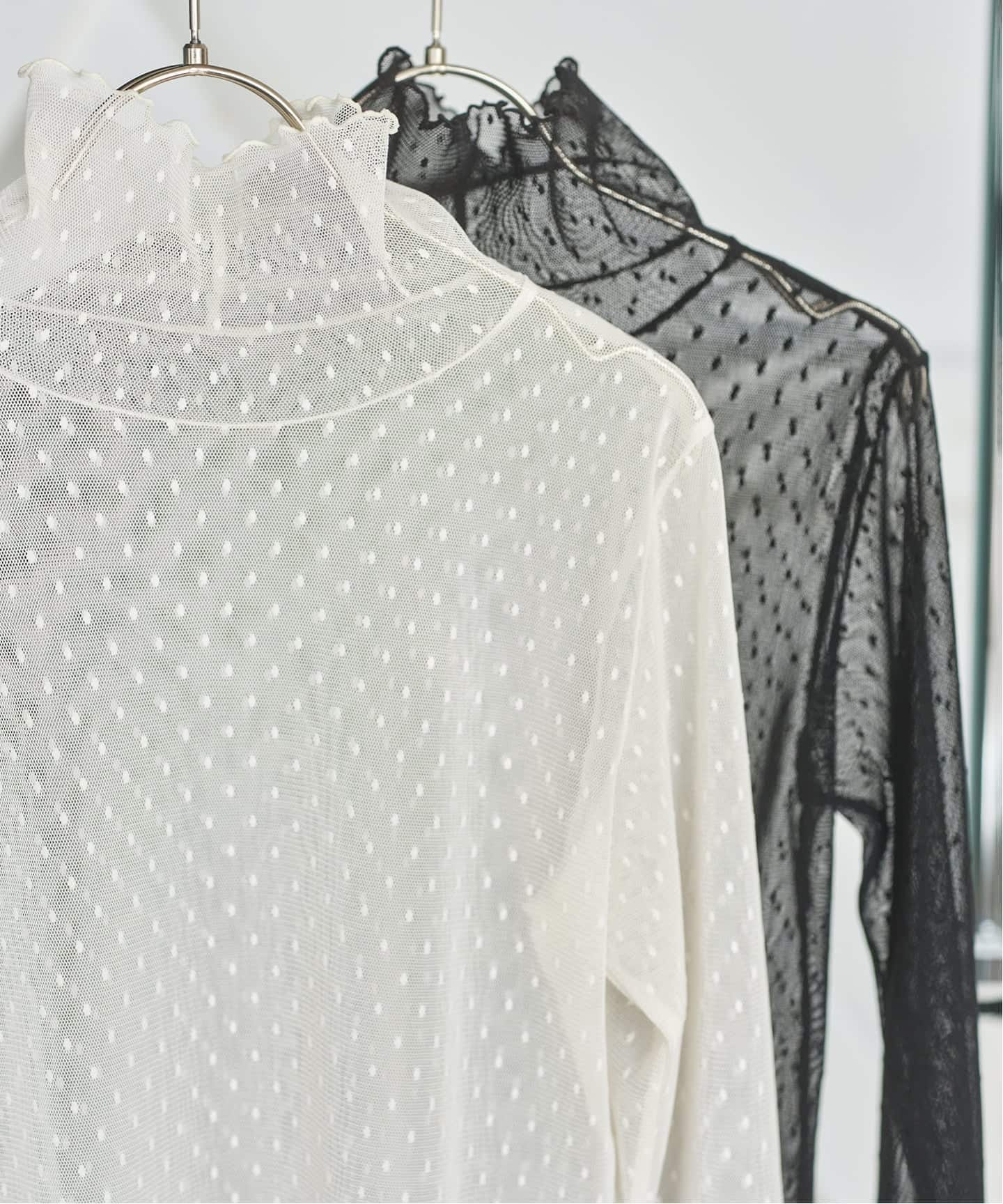 WEB限定 / 追加4》ドットチュールハイネックプルオーバー（Tシャツ