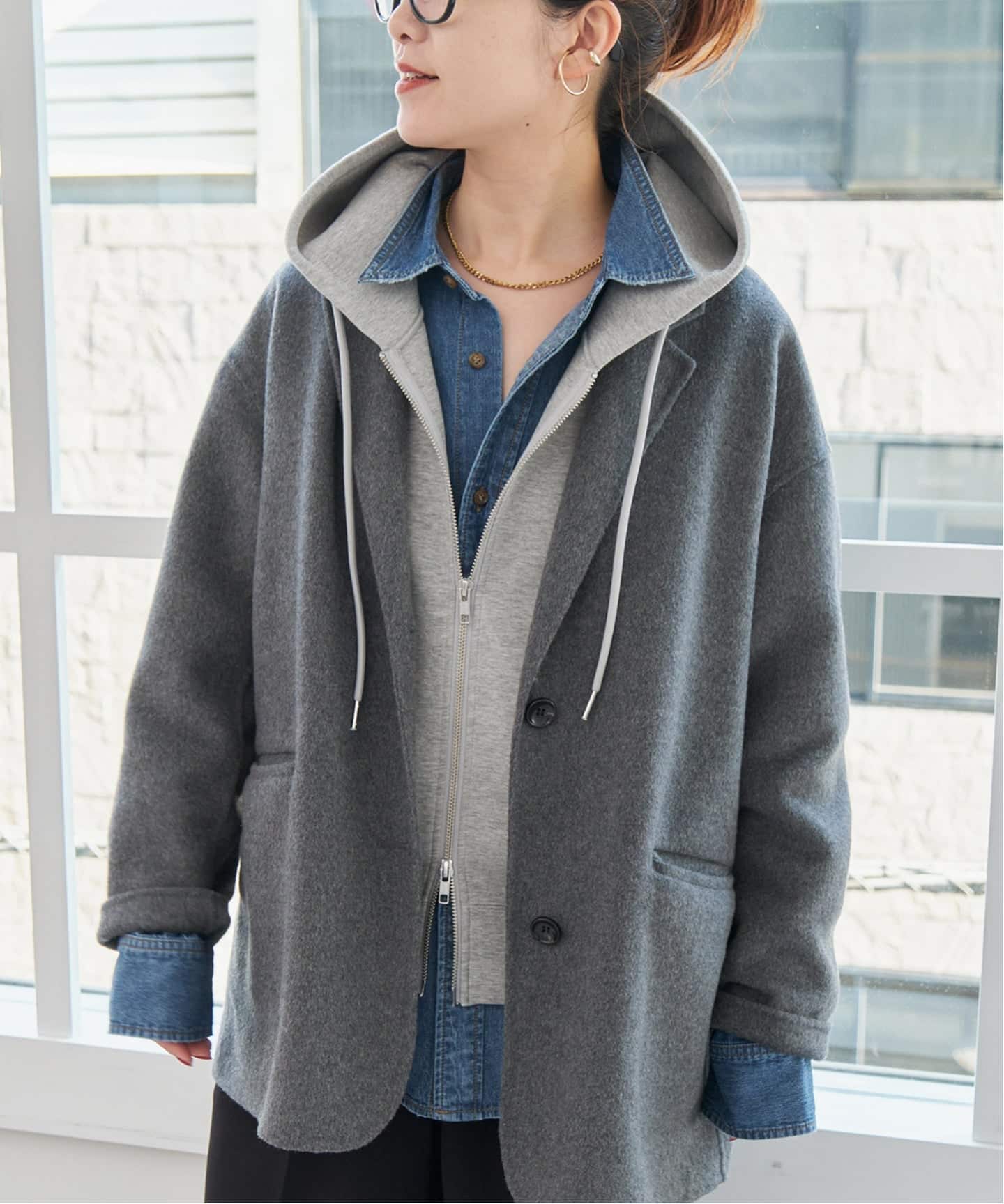 25AW　Spick and Span ストレッチジップフードパーカー グレー 追加4》ストレッチジップフードパーカー（パーカー）｜Spick and Span