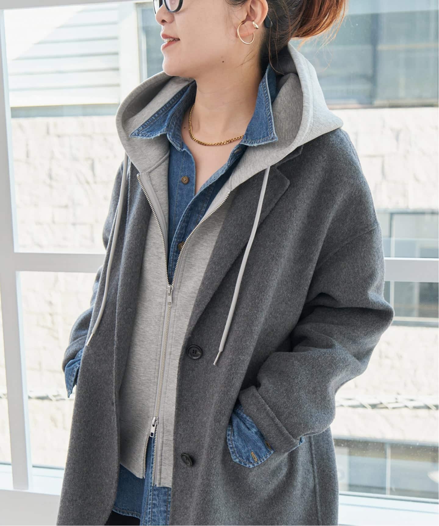 【新品】Spick and Span ストレッチジップフードパーカー ブラウン Spick and Spanストレッチジップフードパーカーブラウン Spick and