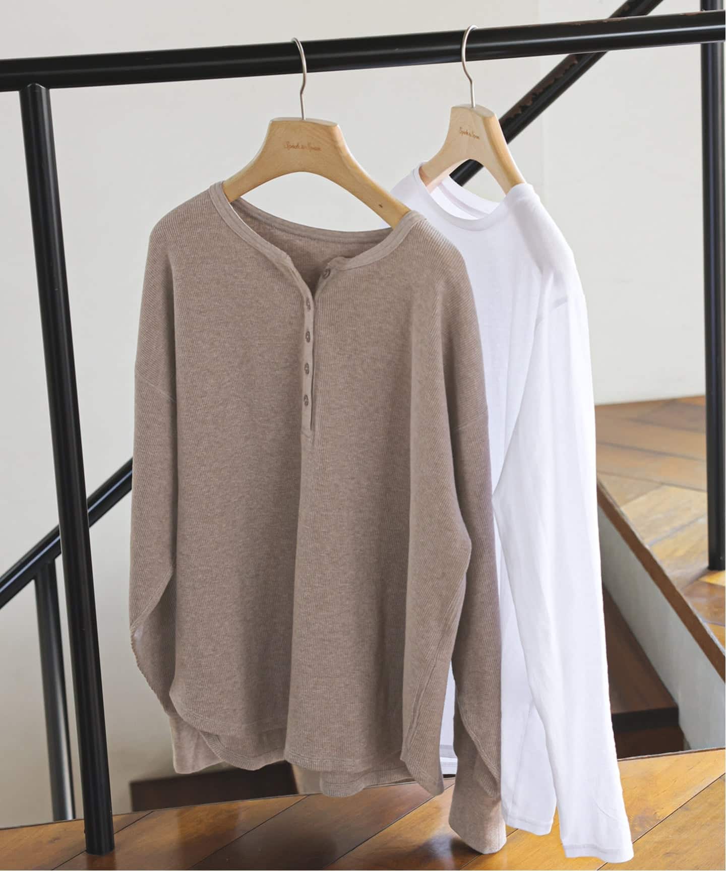 追加2》2枚SETヘンリーネックプルオーバー（Tシャツ／カットソー