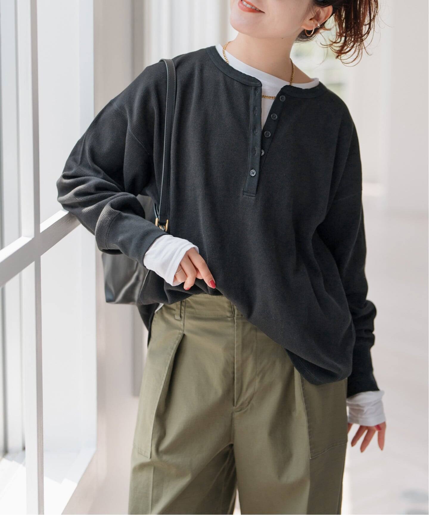 追加2》2枚SETヘンリーネックプルオーバー（Tシャツ／カットソー