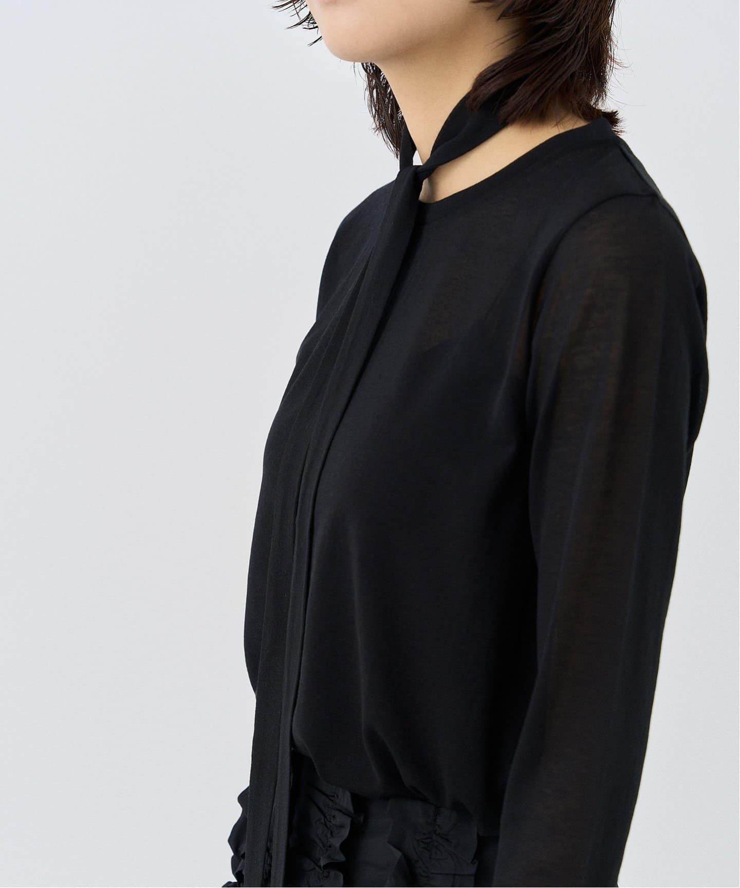 【中古】PHEENY | フィーニー 25SS Cotton nylon sheer L/S with tie 長袖Tシャツ　シースルーカットソー PS25-CS07 ホワイト サイズ：FreeSize【尾張小牧店】 Cotton nylon sheer L／S with tie PS25