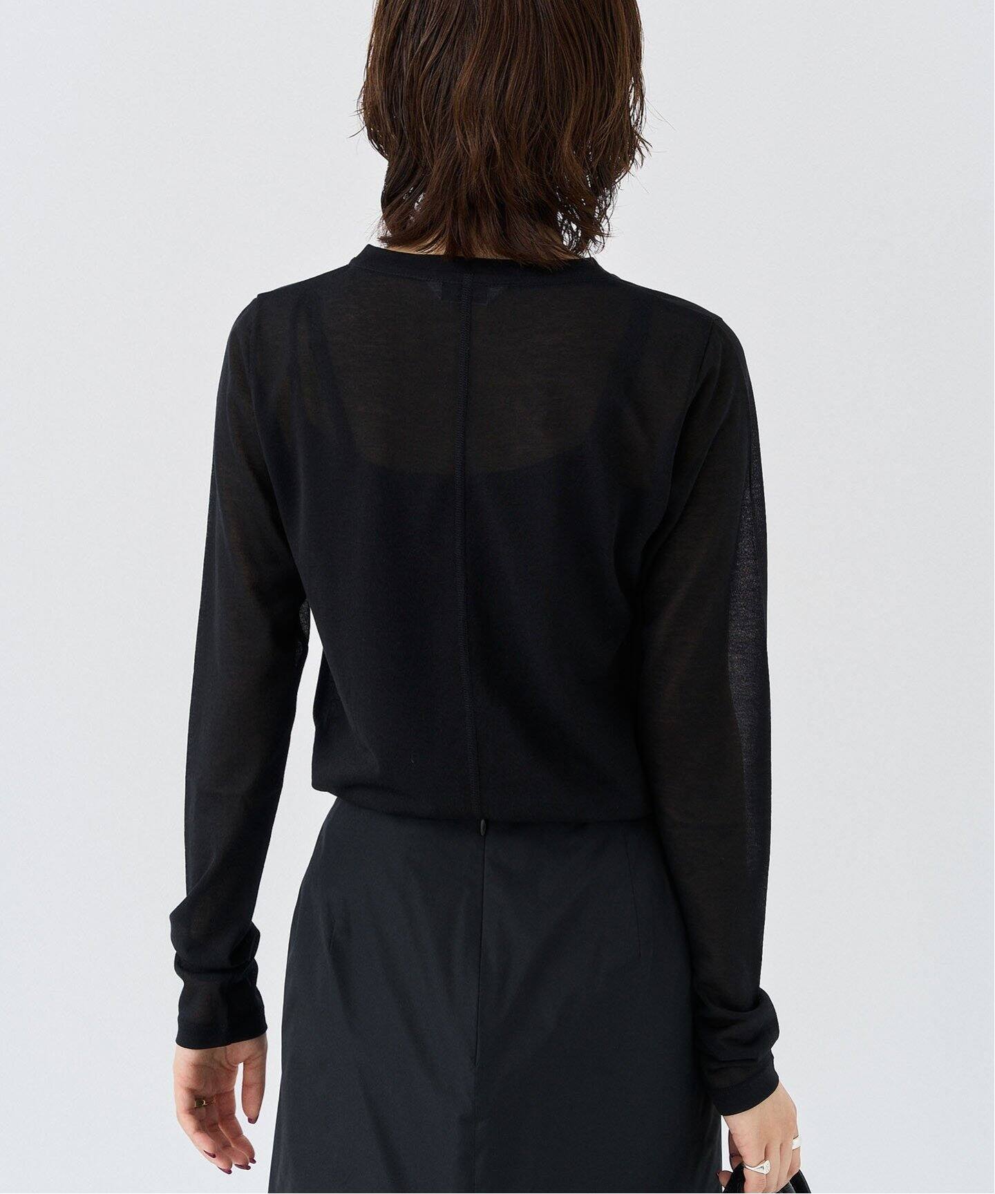 PHEENY Cotton nylon sheer L/S with tie PS25- CS07：カットソー（T