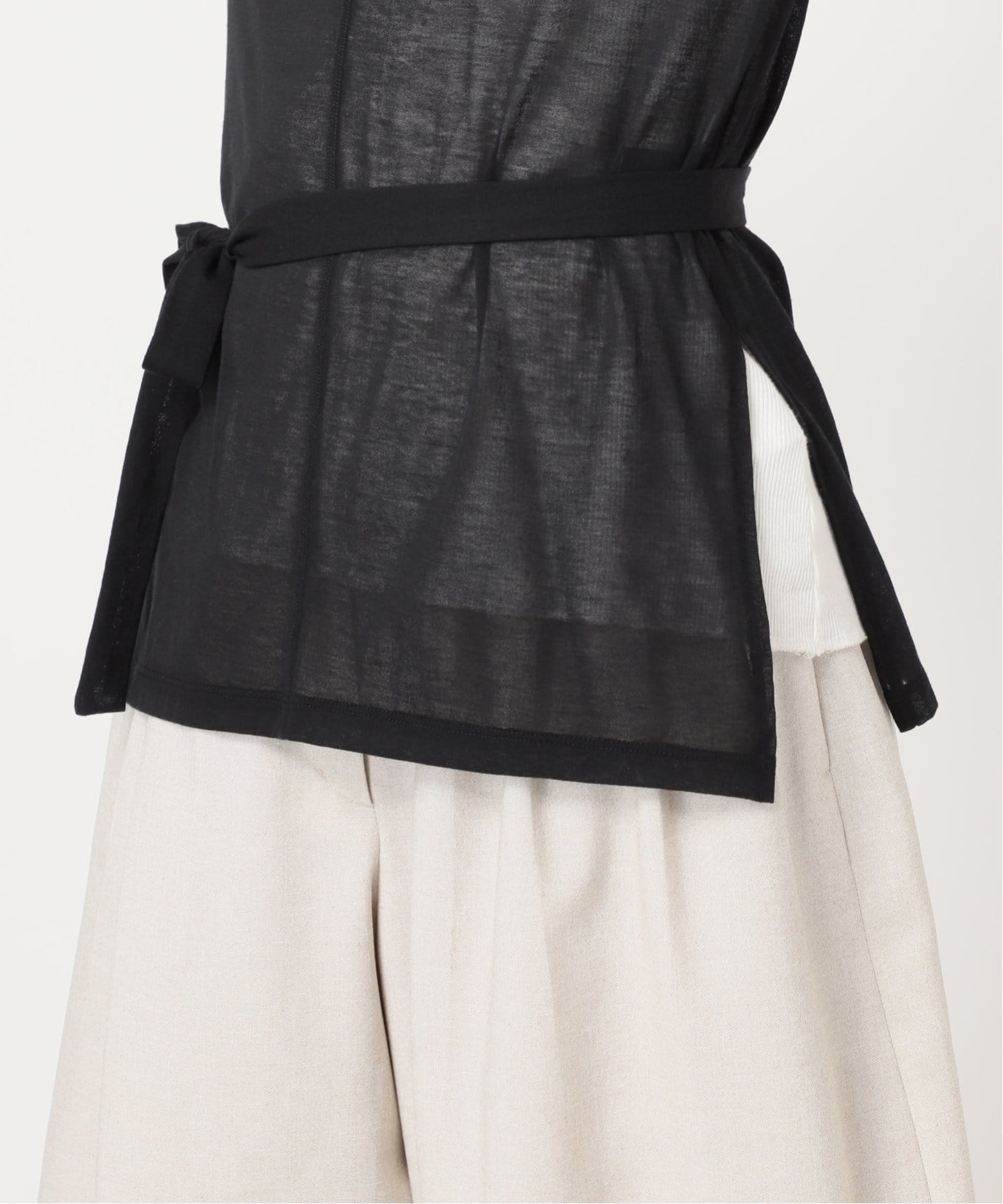 PHEENY Cotton nylon sheer L/S with tie PS25- CS07