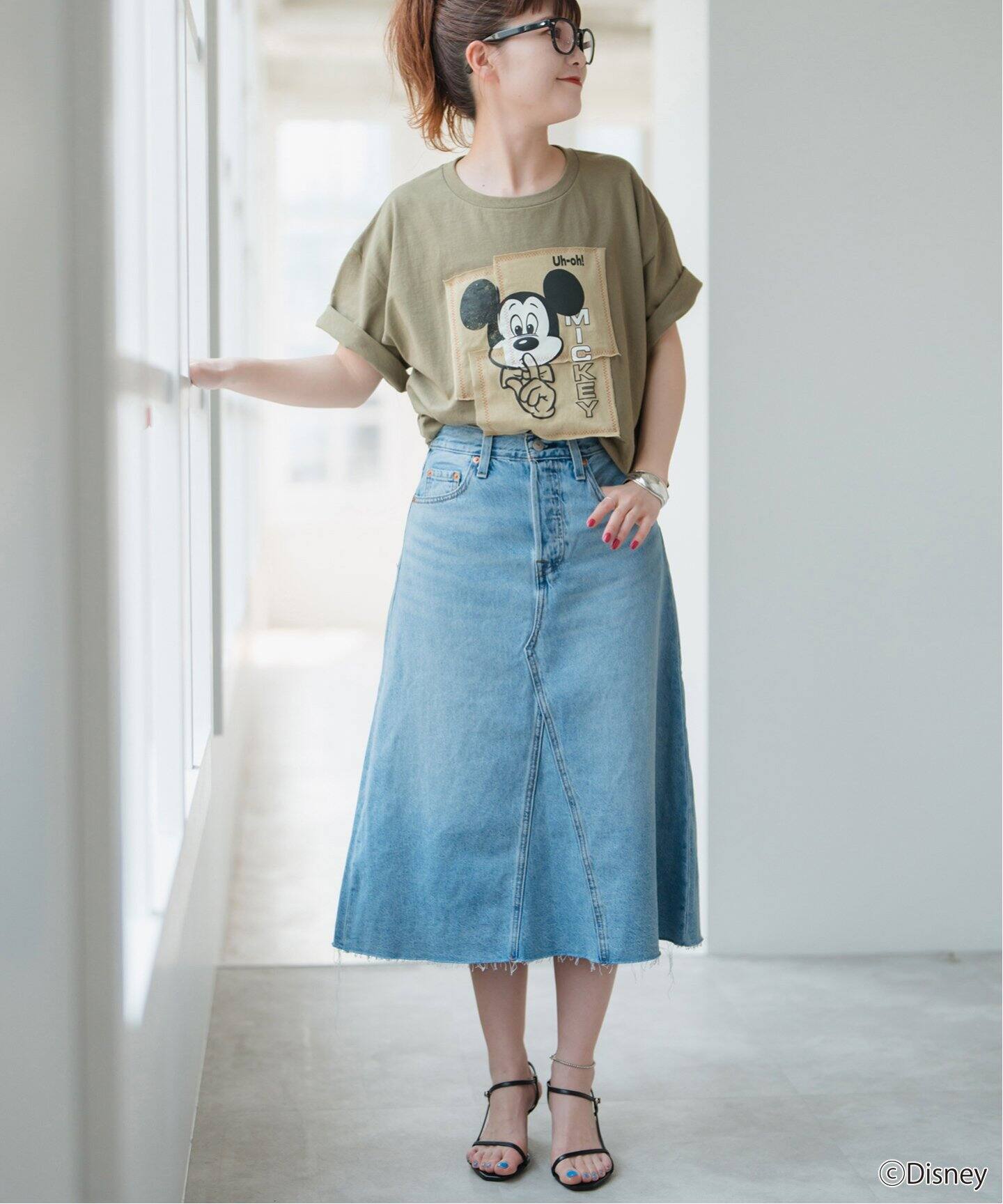 新品 スピックアンドスパン WIFFLE MICKYパッチワーク Tシャツ スピックアンドスパン 別注 ミッキー パッチワーク Tシャツ