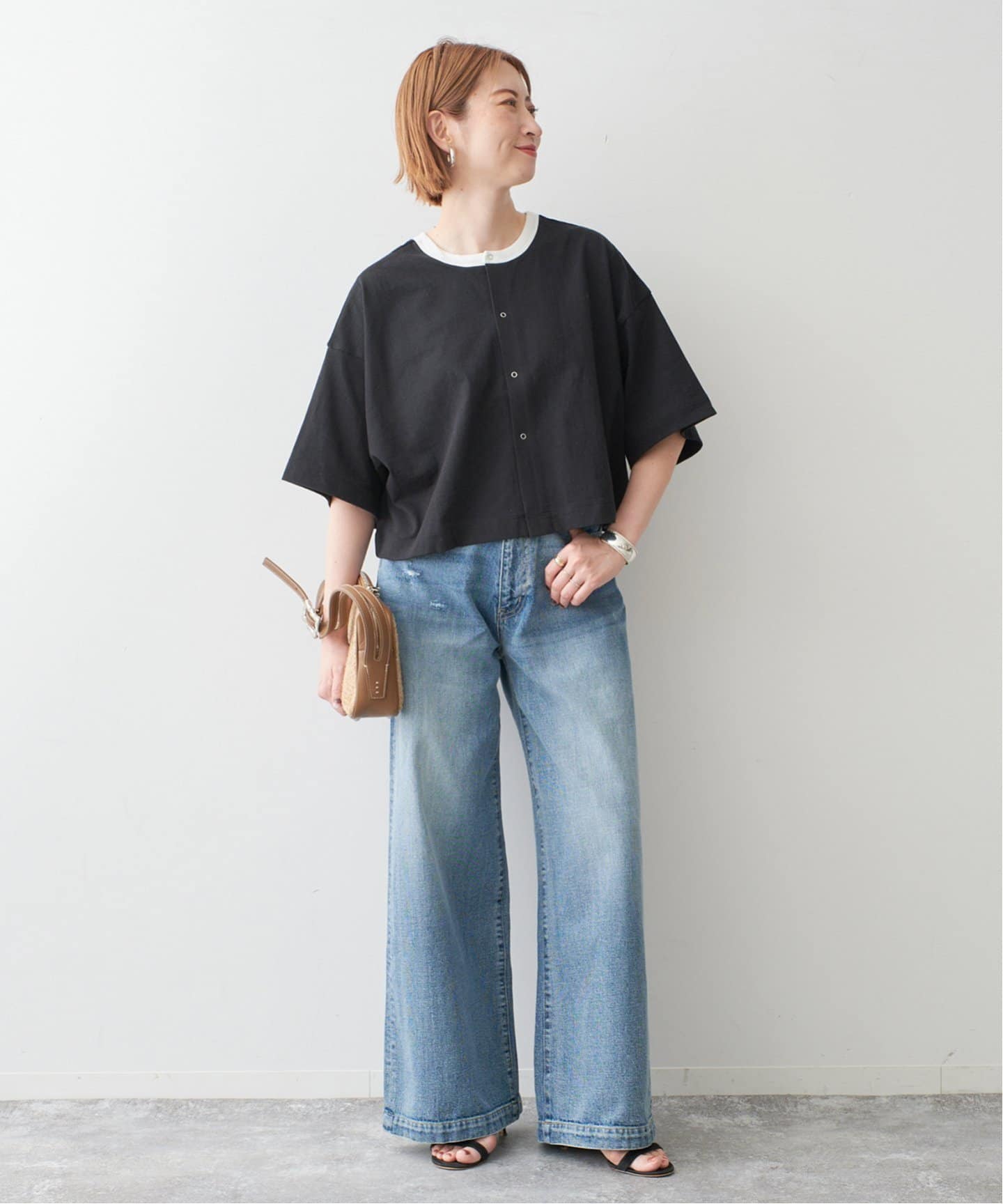 専用　CURRENTAGE バスクシャツ　カレンテージ CURRENTAGE / カレンテージ S/S TOPS（Tシャツ／カットソー