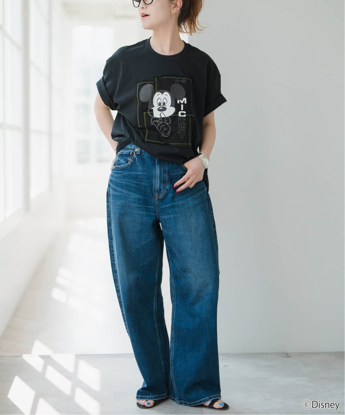 スピックアンドスパン ウィッフル MICKY パッチワーク Tシャツ ブラック Spick & Span｜《WEB限定追加》WIFFLE / ウィッフル パッチ