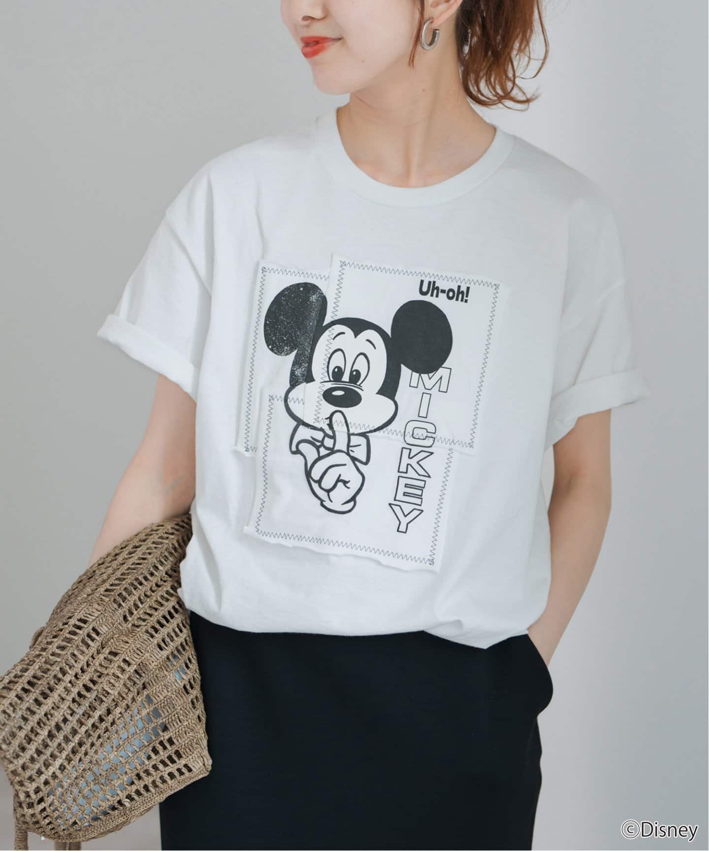 新品 スピックアンドスパン WIFFLE MICKYパッチワーク Tシャツ WIFFLE / ウィッフル】 別注 MickeyパッチワークTee | スピック