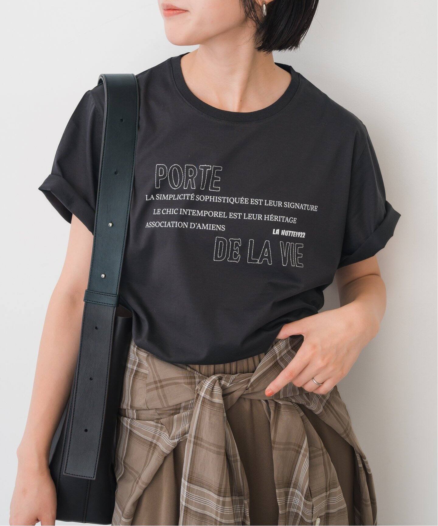 美品！ ラ ユット ロゴラグランTee サックスブルー La Hutte Spick＆Span tシャツ La Hutte / ラ ユット ロゴラグランTee