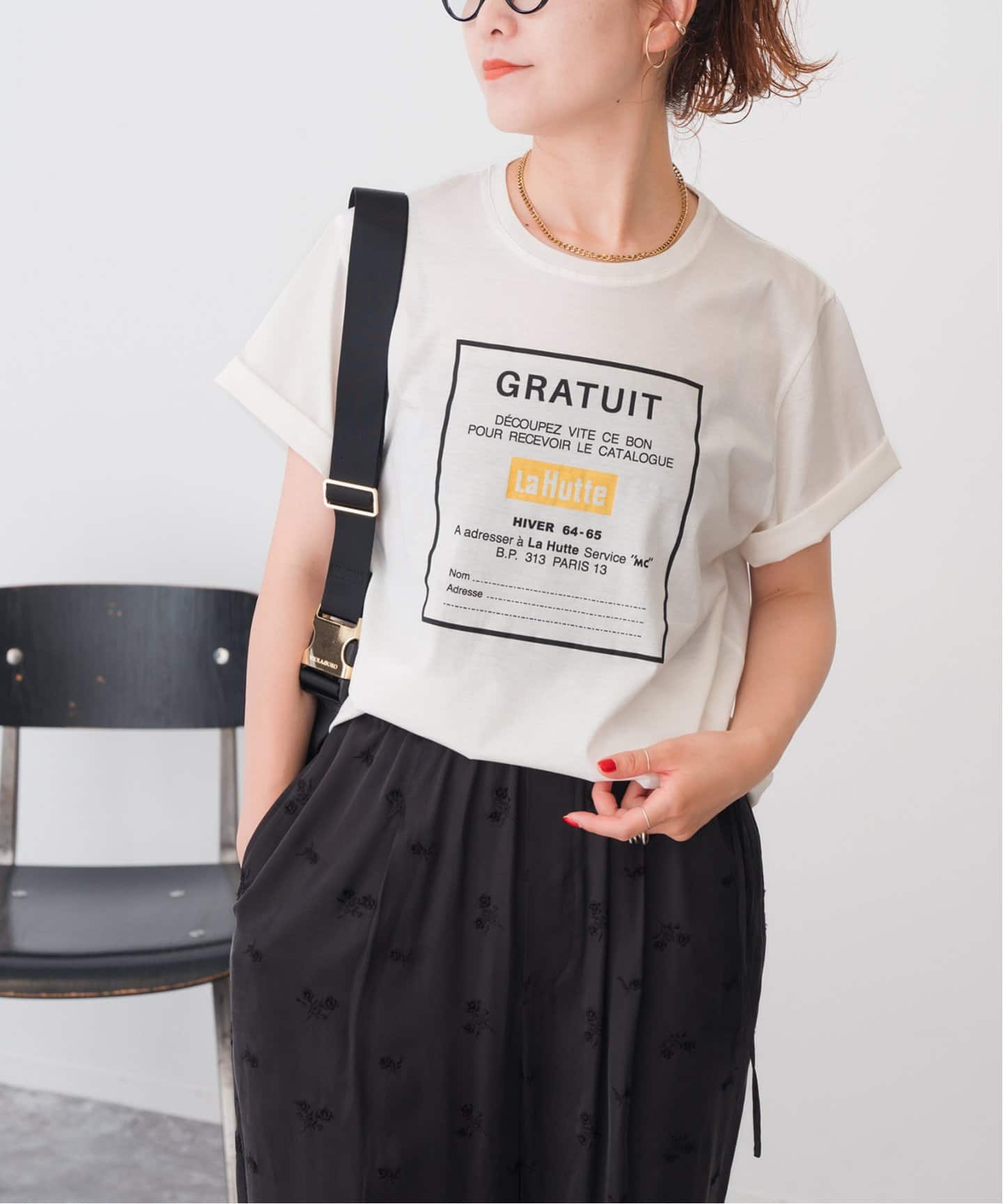 美品！ ラ ユット ロゴラグランTee サックスブルー La Hutte Spick＆Span tシャツ La Hutte / ラ ユット ロゴラグランTee