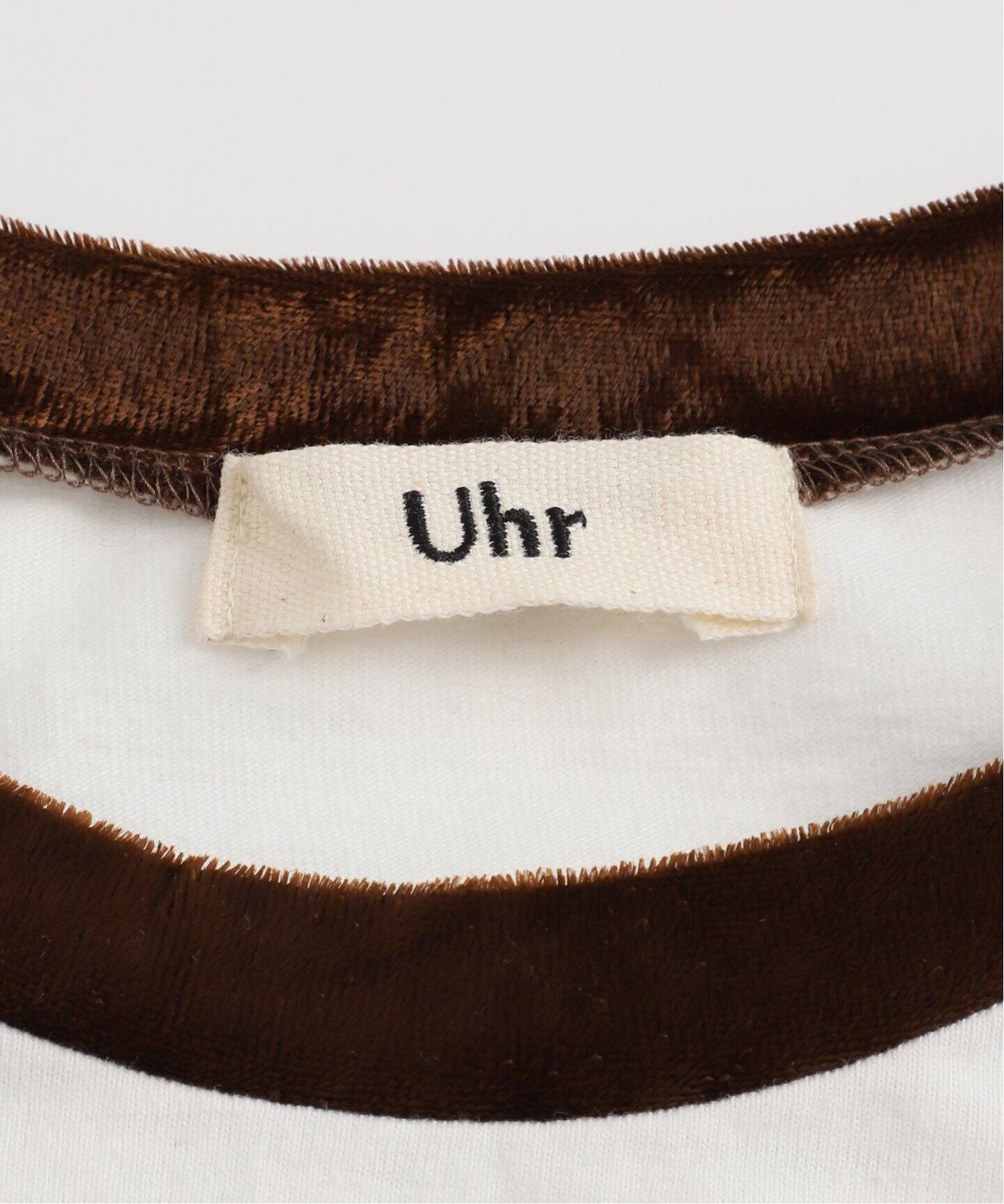 【美品】Uhr ウーア Tシャツ ホワイト ブラウン サイズ:FREE | 25秋冬 ファブリック ミックス ベースボール Tシャツ | Fabricmix Baseball Tee クルーネック 五分袖 クラッシュサテン コットン | トップス カットソー【レディース】【中古】 Uhr/ウーア Fabricmix Baseball Tee（Tシャツ／カットソー）｜Spick