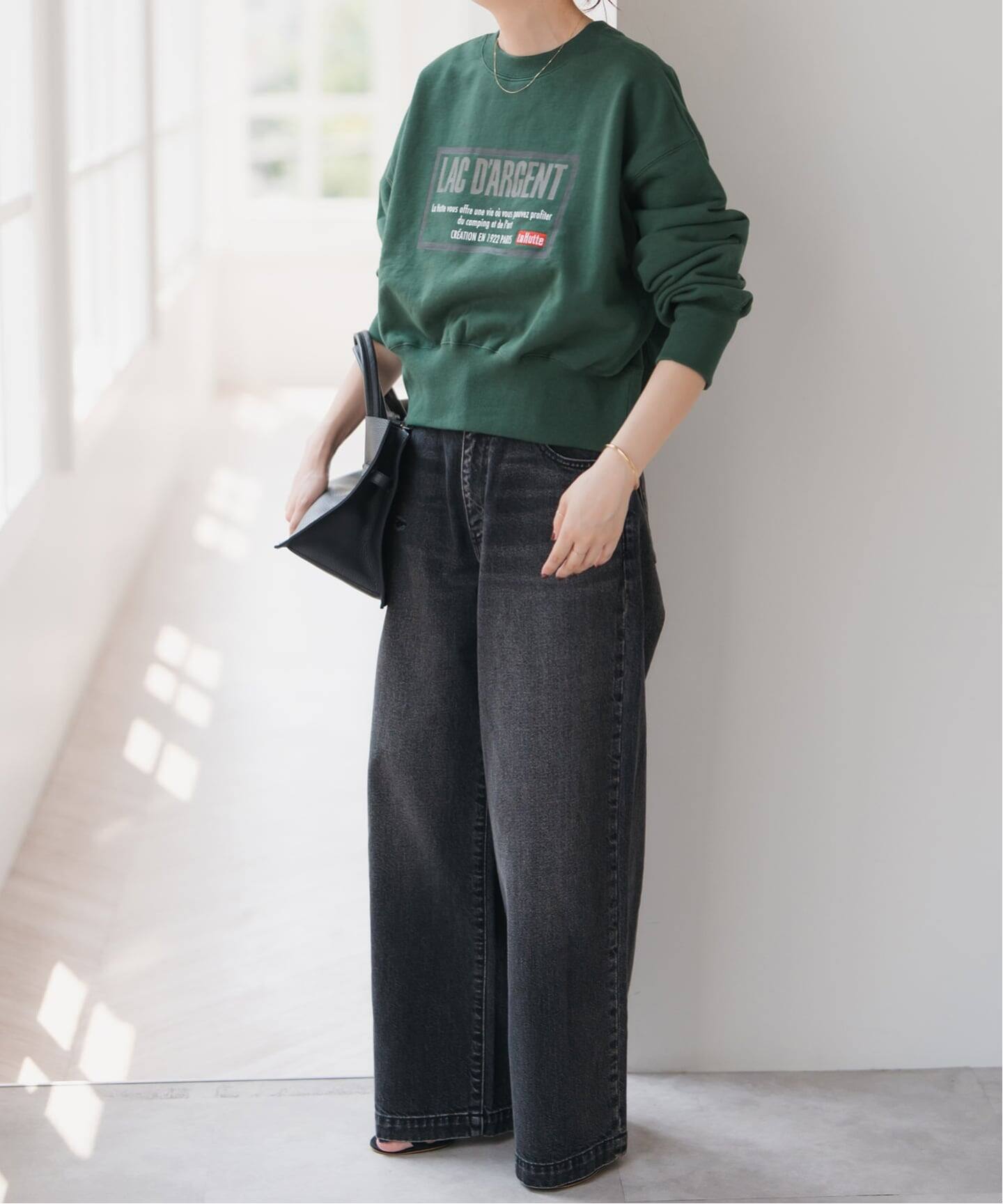 La Hutte ラ ユット × Spick&amp;Span 別注 スウェット ブラウン サイズ:FREE | 24秋冬 プリント スウェット / プルオーバー ショート丈 長袖 クルーネック 裏起毛 | トップス トレーナー【レディース】【中古】 Spick & Span（スピックアンドスパン）の「別注La Hutte / ラ・ユット