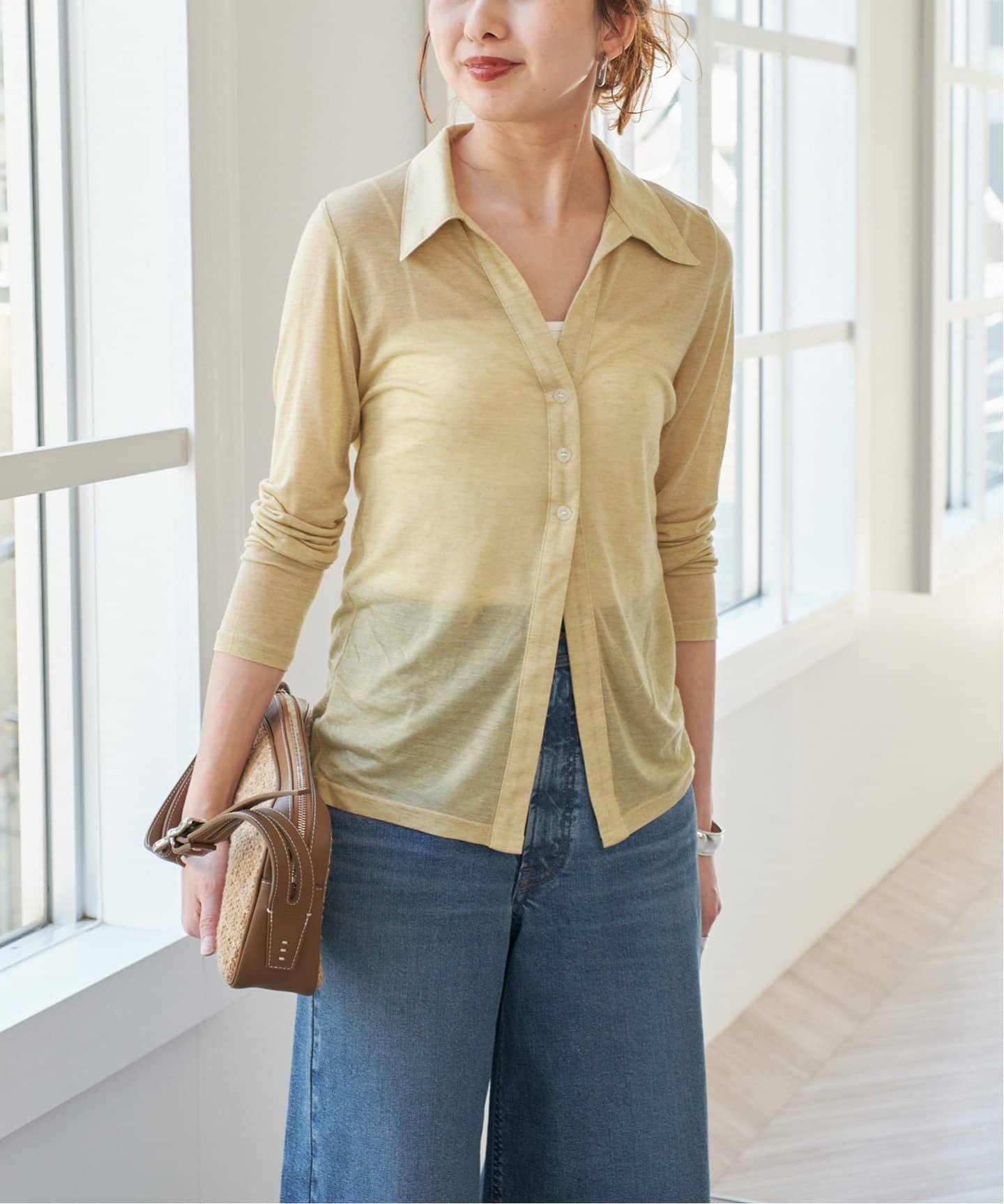 一部店舗+WEB限定》ALMINA / アルミナ A 3 Button Knit Top（T