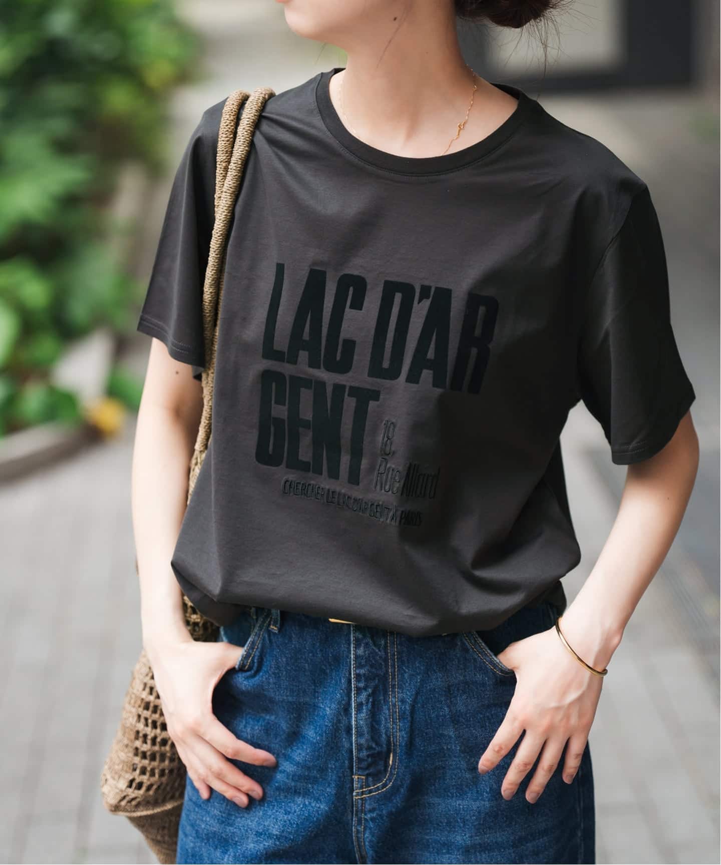 美品！ ラ ユット ロゴラグランTee サックスブルー La Hutte Spick＆Span tシャツ La Hutte / ラ ユット ロゴラグランTee