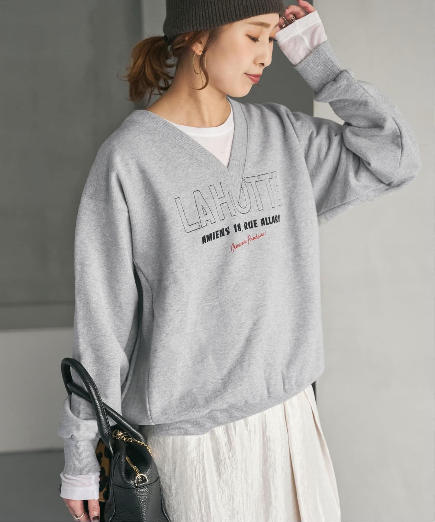 La Hutte / ラ ユット 別注Vネックスウェット グレー 追加2》La Hutte / ラ ユット 別注Vネックスウェット*（スウェット