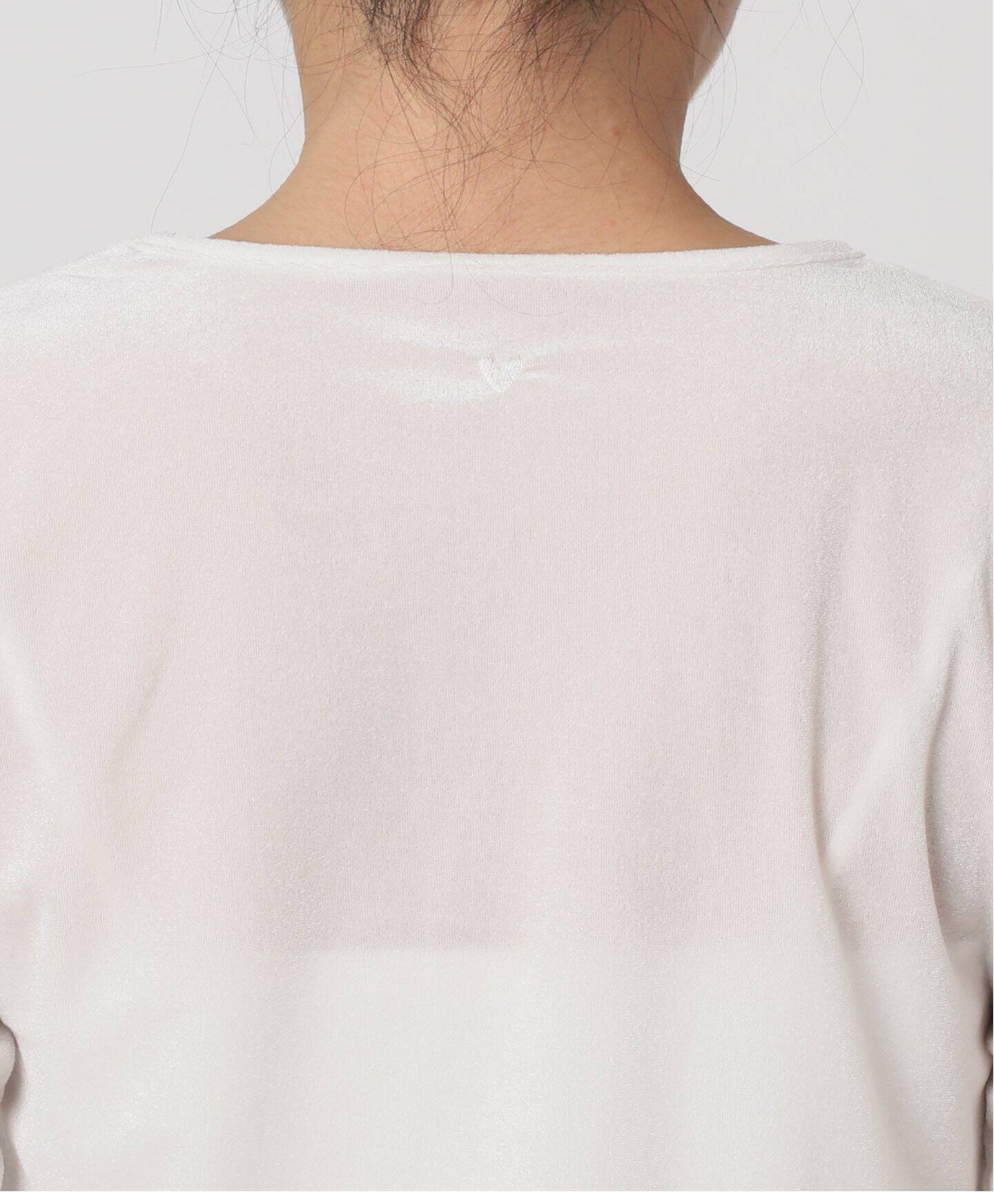 ハート刺しゅうベロアプルオーバー（Tシャツ／カットソー）｜U