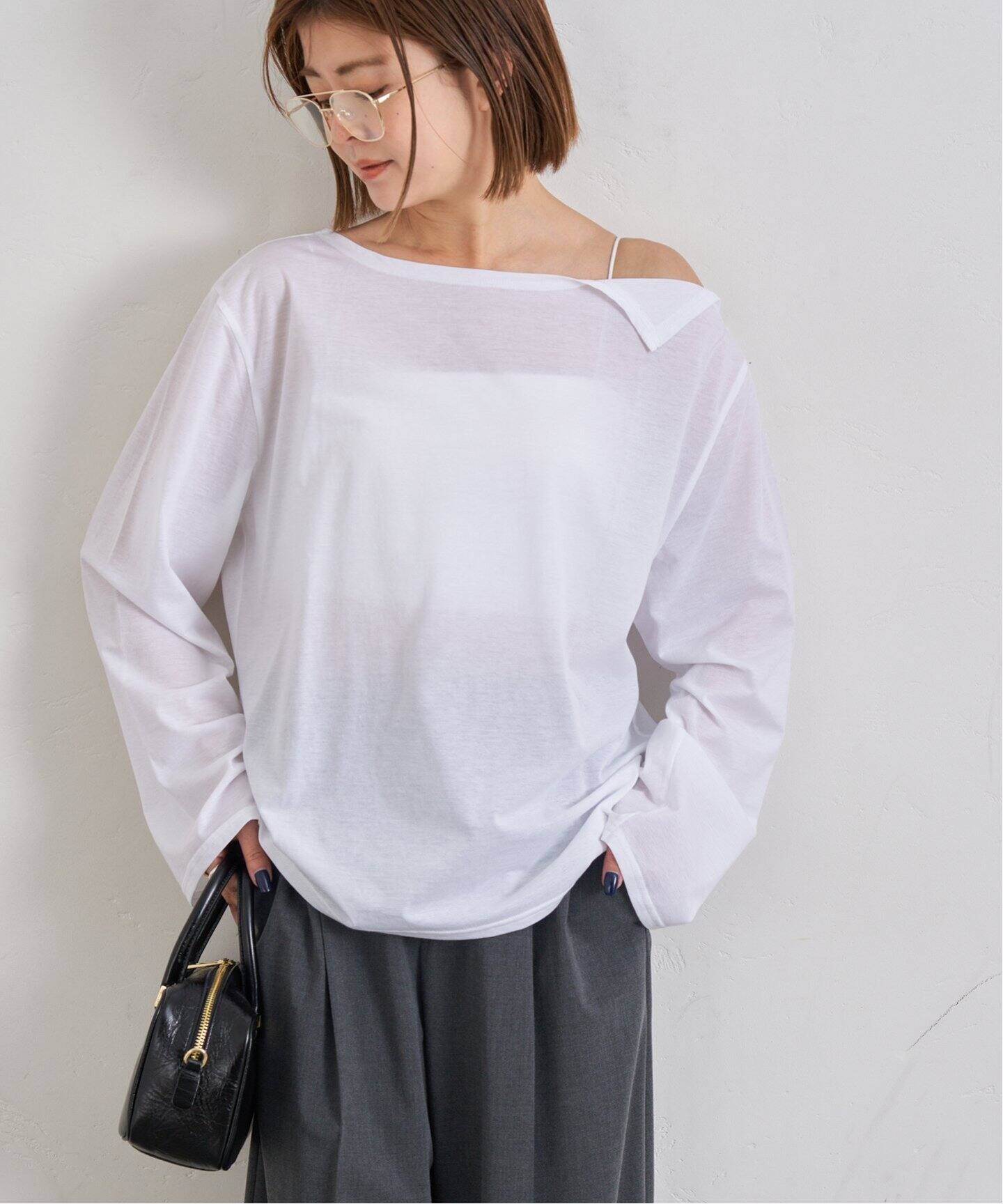 tシャツ アシメオフショルオーバーカットソー レディース アシメオフショルオーバーカットソー（Tシャツ／カットソー）｜U