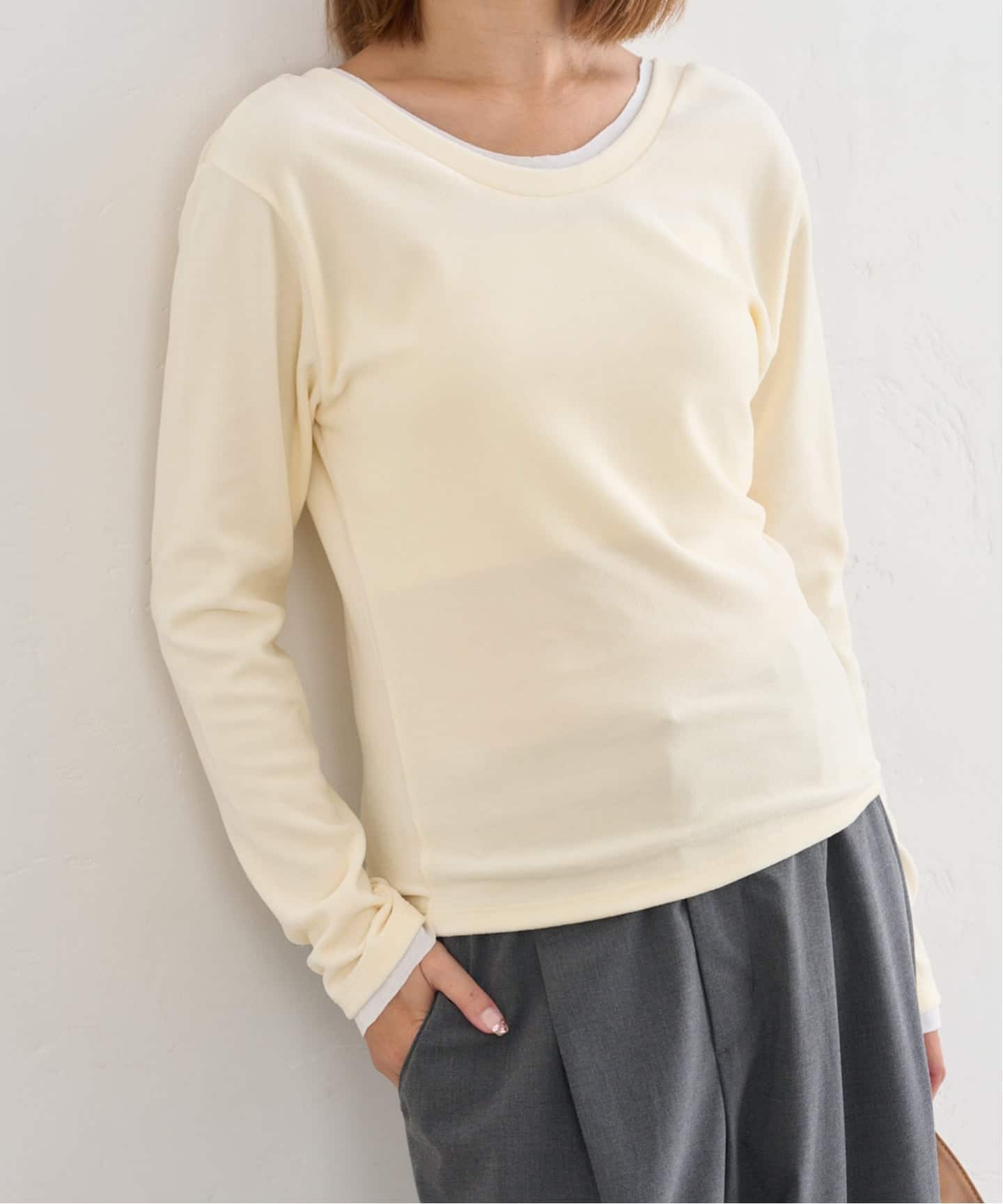 コットンベロアロングスリーブTEE（Tシャツ／カットソー）｜U by