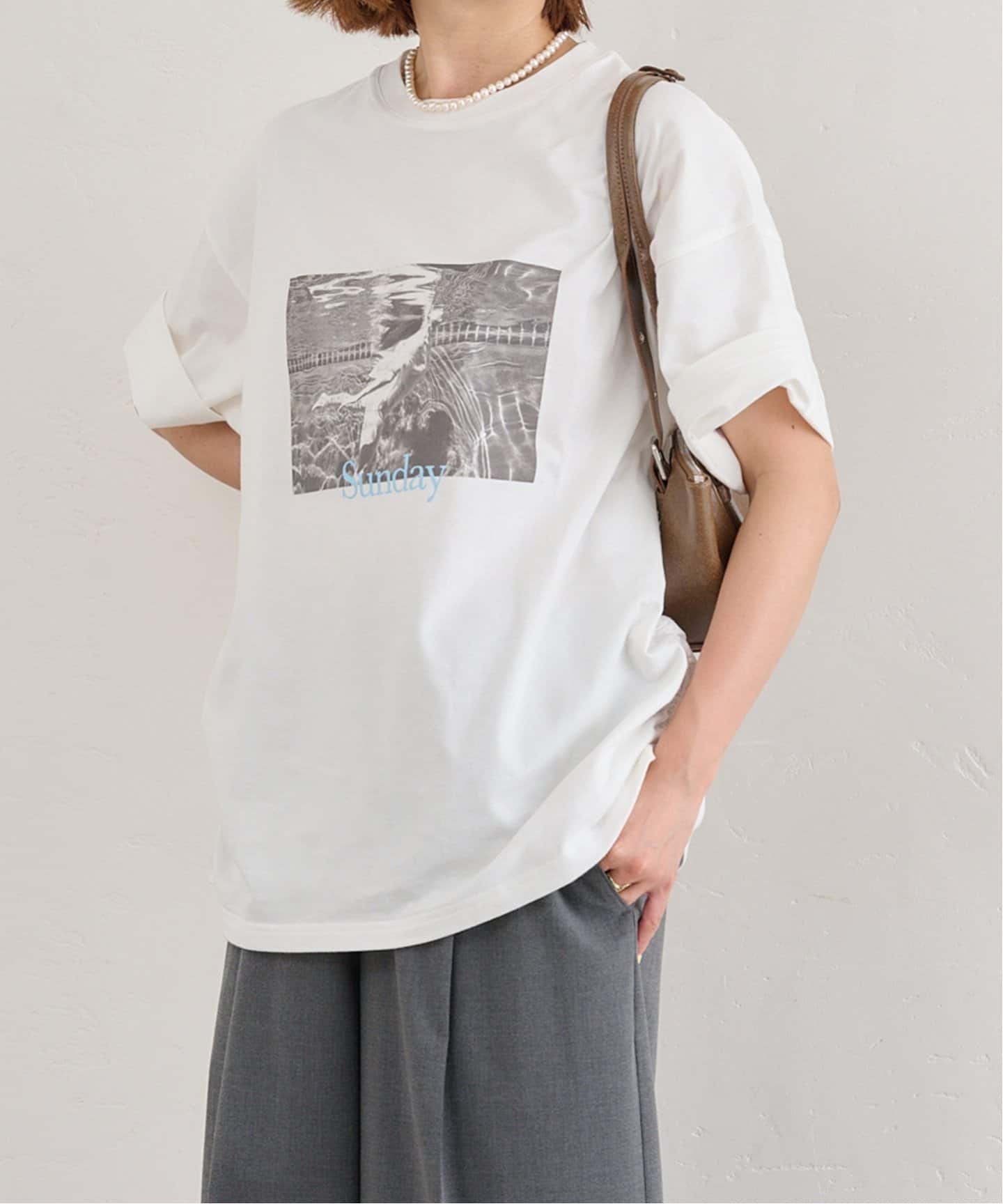 サイドギャザープリントTEEシャツ（Tシャツ／カットソー）｜U by