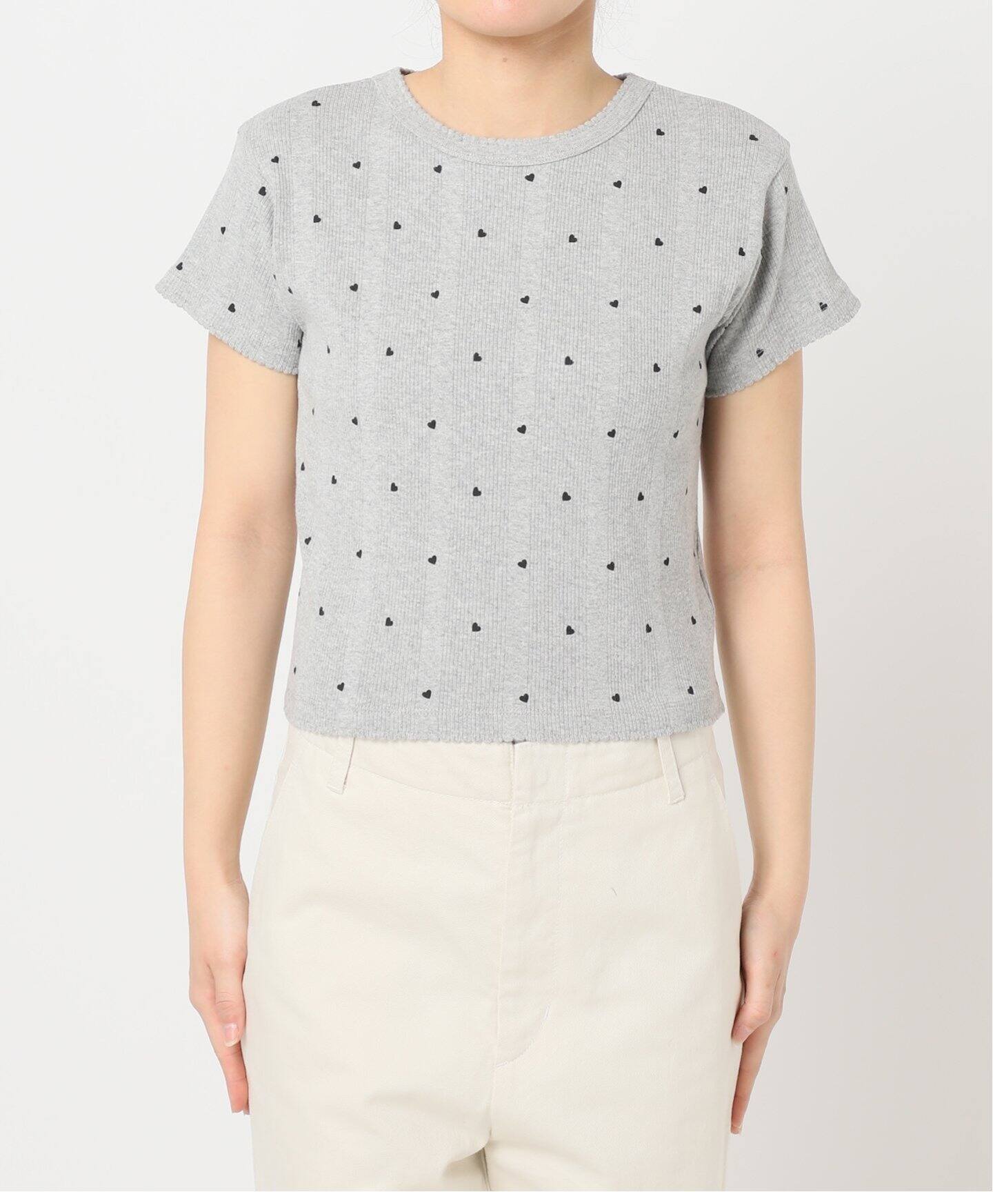 U by SPICK&SPAN 針抜きリブハートグレートップス新品 U by SPICK&SPAN｜針抜きリブハートプリントトップス | Rakuten