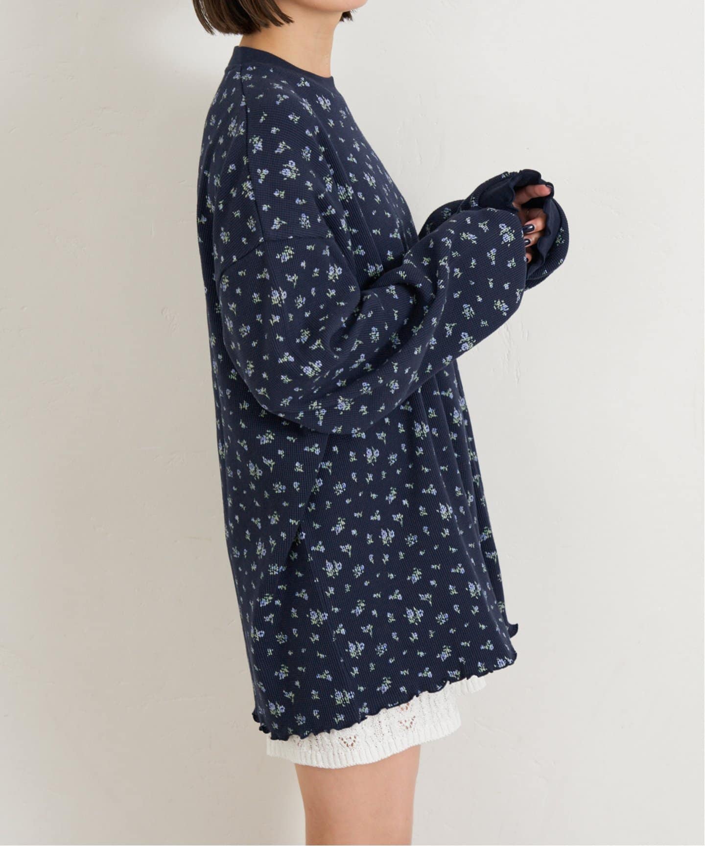 U by SPICK&SPAN花柄ワッフルオーバートップス ワッフルオーバートップス（Tシャツ／カットソー）｜UBY Spick & Span