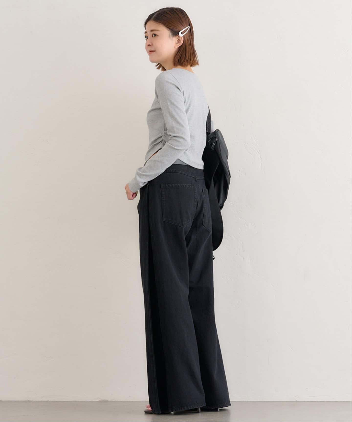 サイドギャザーボートネックトップス（Tシャツ／カットソー）｜UBY