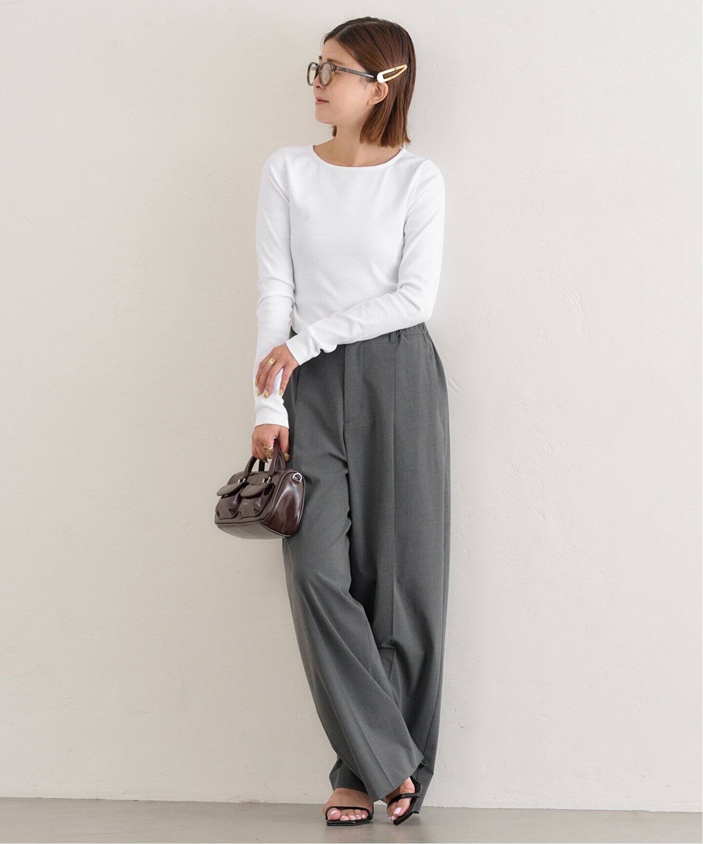 サイドギャザーボートネックトップス（Tシャツ／カットソー）｜U by