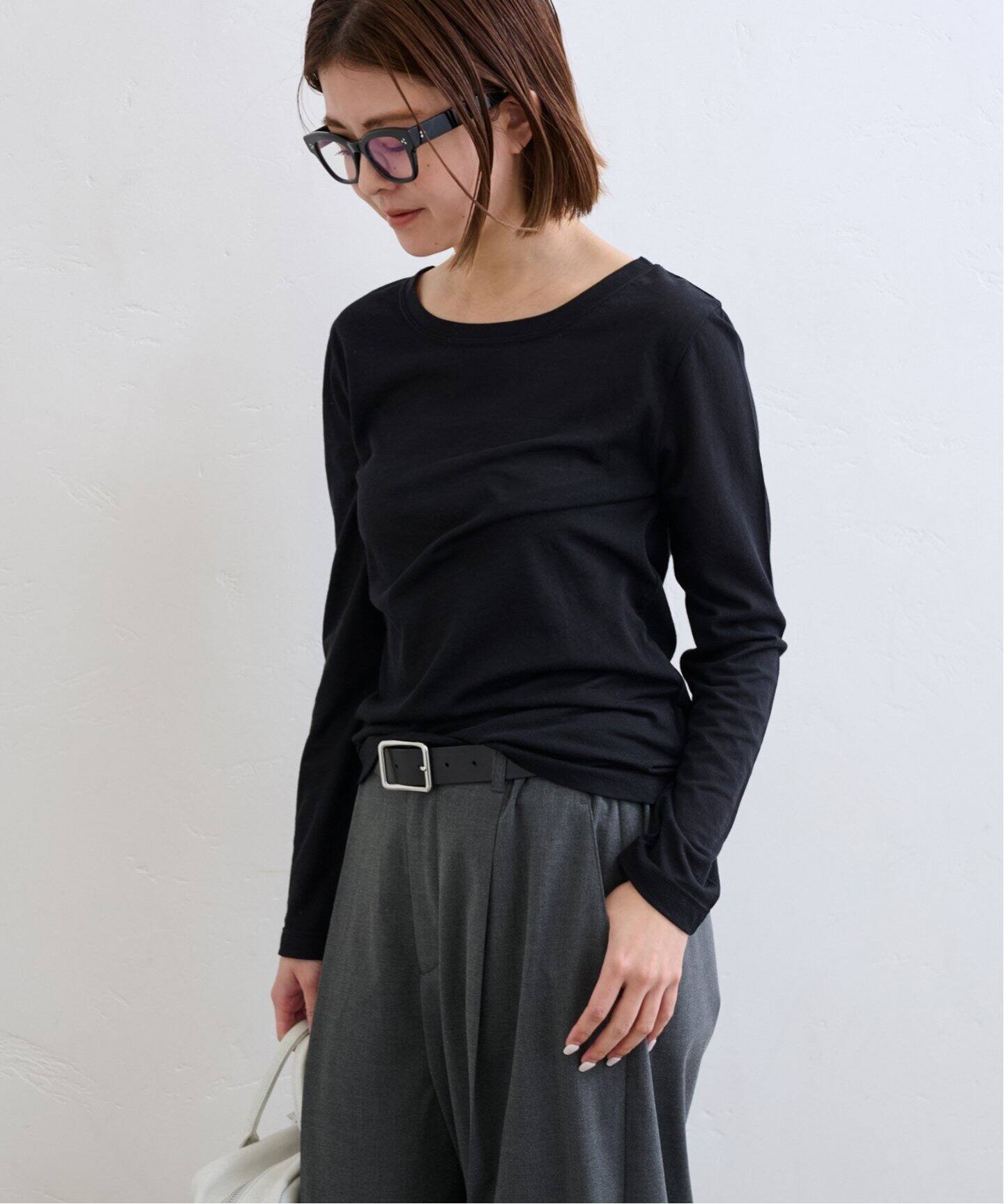 【Spick＆Span】黒Tシャツ/カットソー★新品タグ付き★オーガンジー 追加》C/NY シアートップス（Tシャツ／カットソー）｜UBY Spick & Span