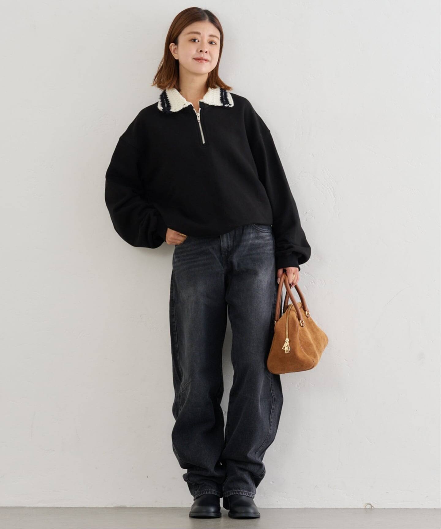 KIJUN/キジュン Crochet Collar Half Zip-Up Pullover（スウェット