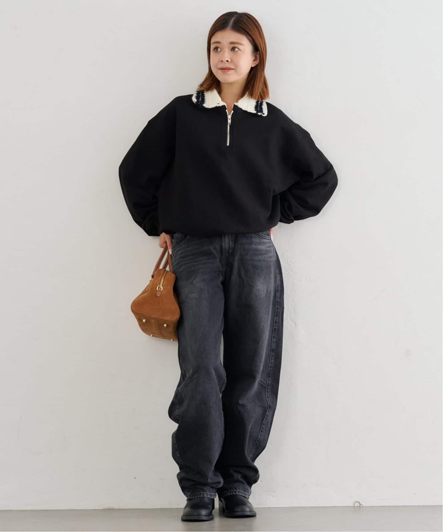 KIJUN/キジュン Crochet Collar Half Zip-Up Pullover（スウェット