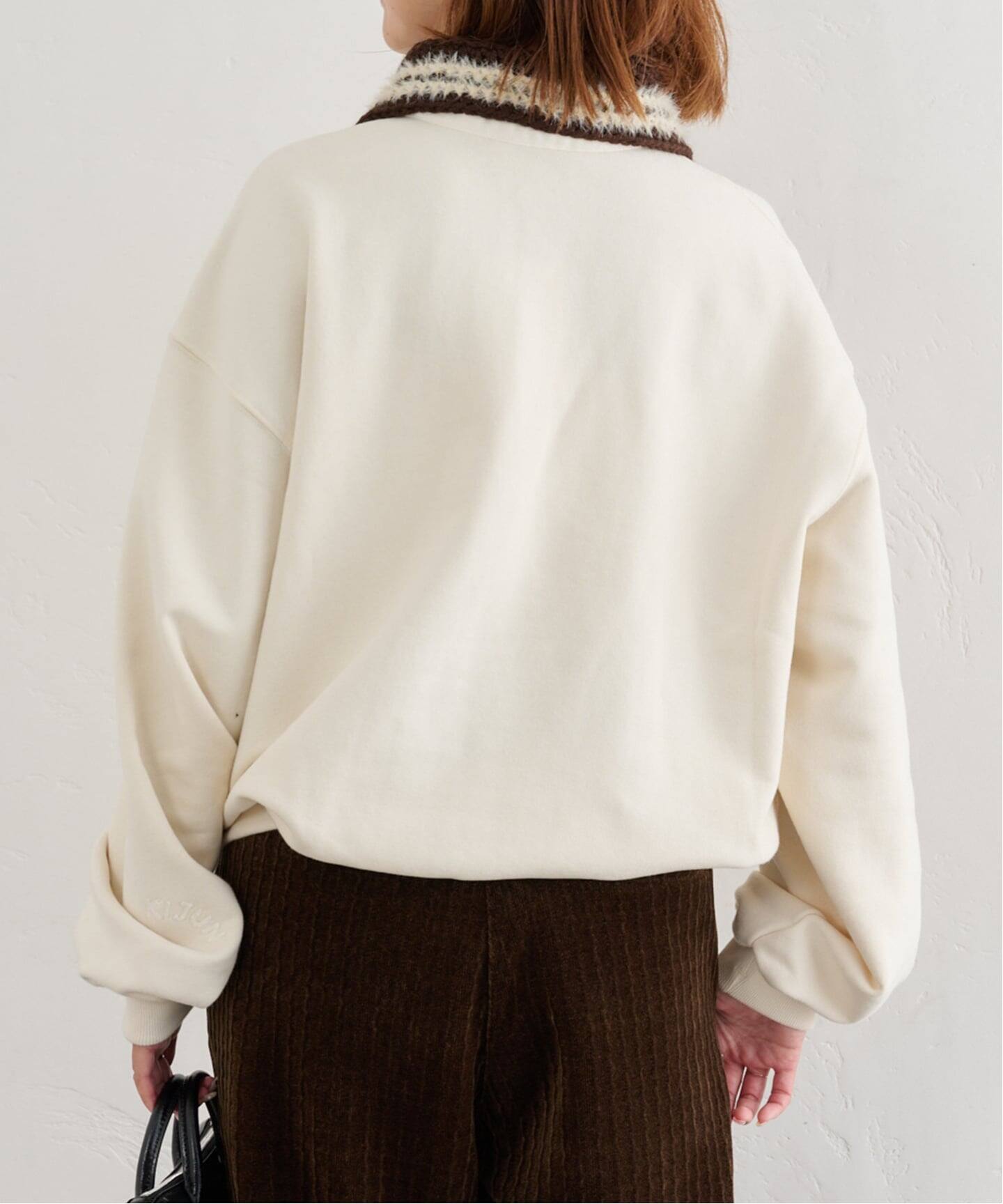 KIJUN/キジュン Crochet Collar Half Zip-Up Pullover（スウェット