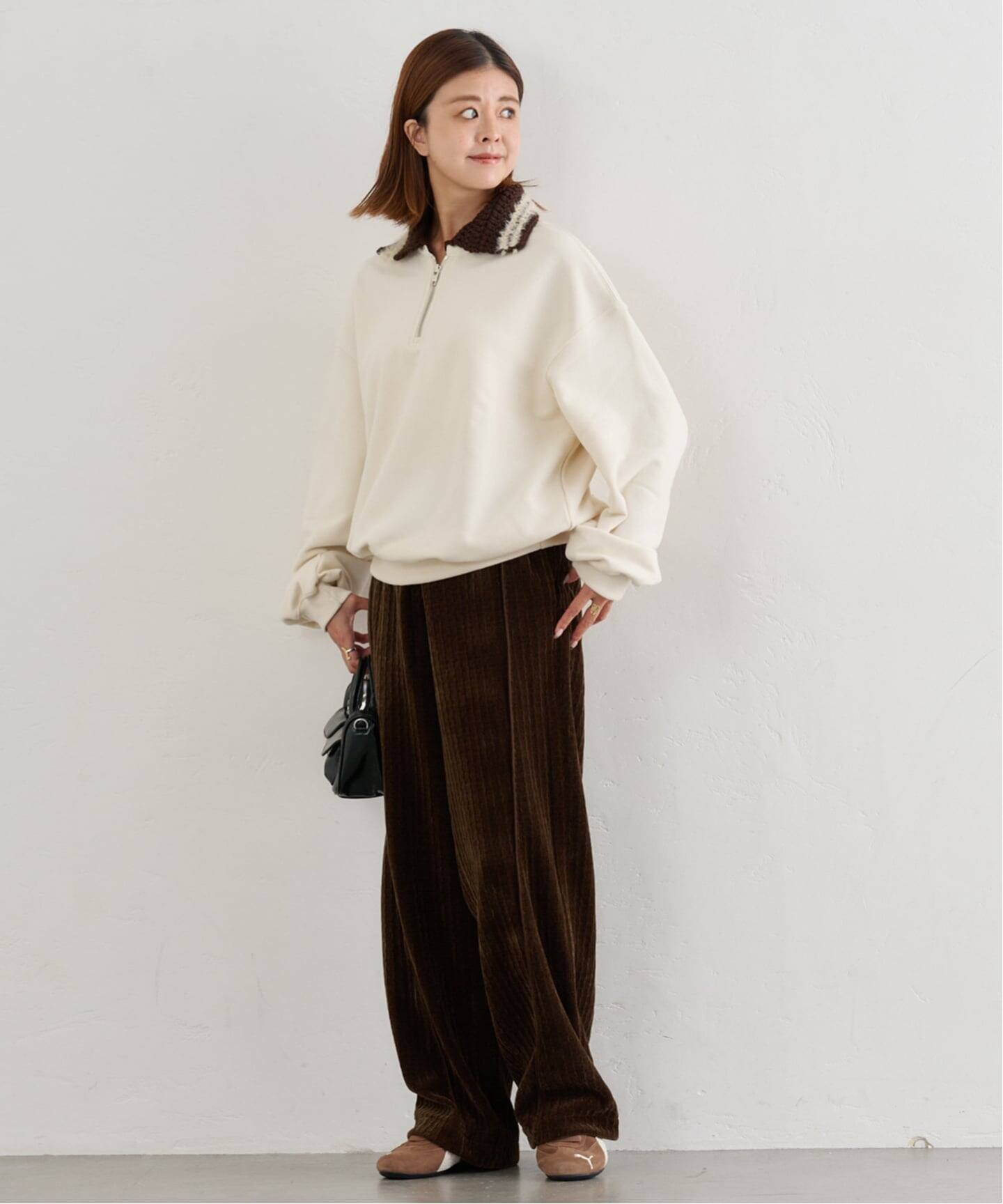 KIJUN/キジュン Crochet Collar Half Zip-Up Pullover（スウェット