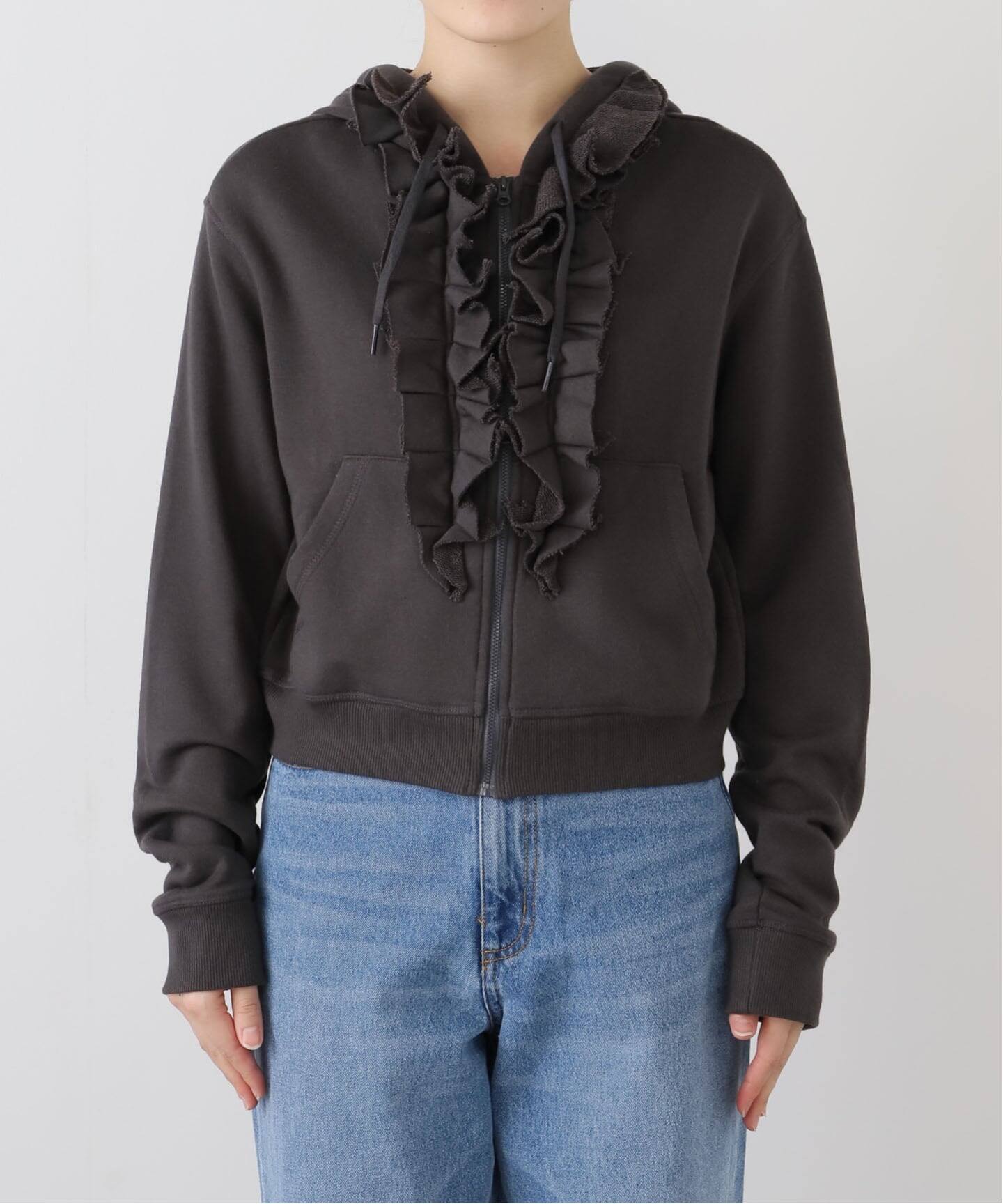OPEN YY オープンワイワイ RUFFLE HOODIE パーカー OPEN YY /オープンワイワイRUFFLE HOODIE（Tシャツ／カットソー）｜U