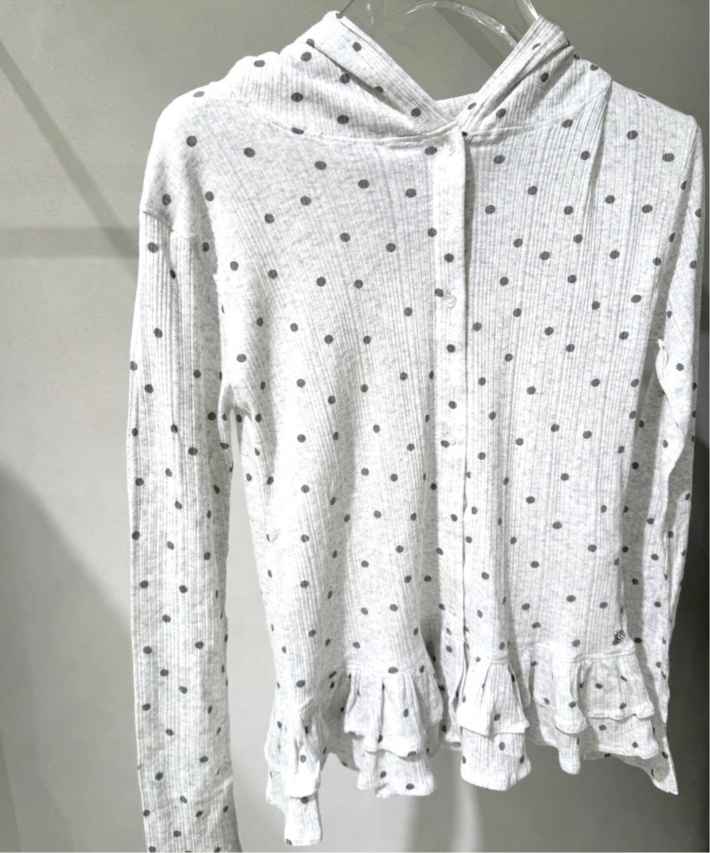 CRANK/クランク DOT FRILL SHEER HOOD CARDIGAN（カーディガン