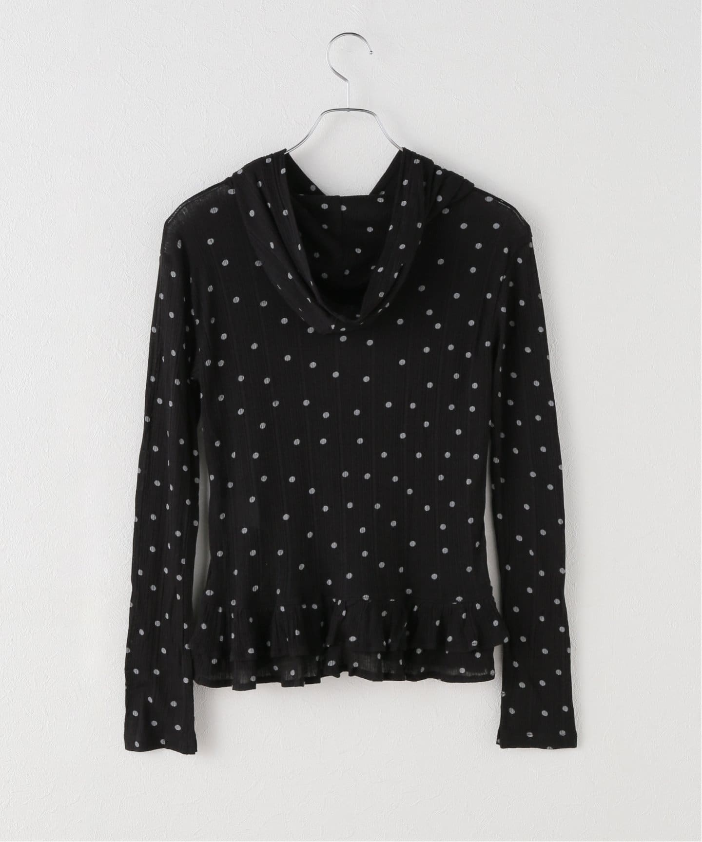 CRANK/クランク DOT FRILL SHEER HOOD CARDIGAN（カーディガン